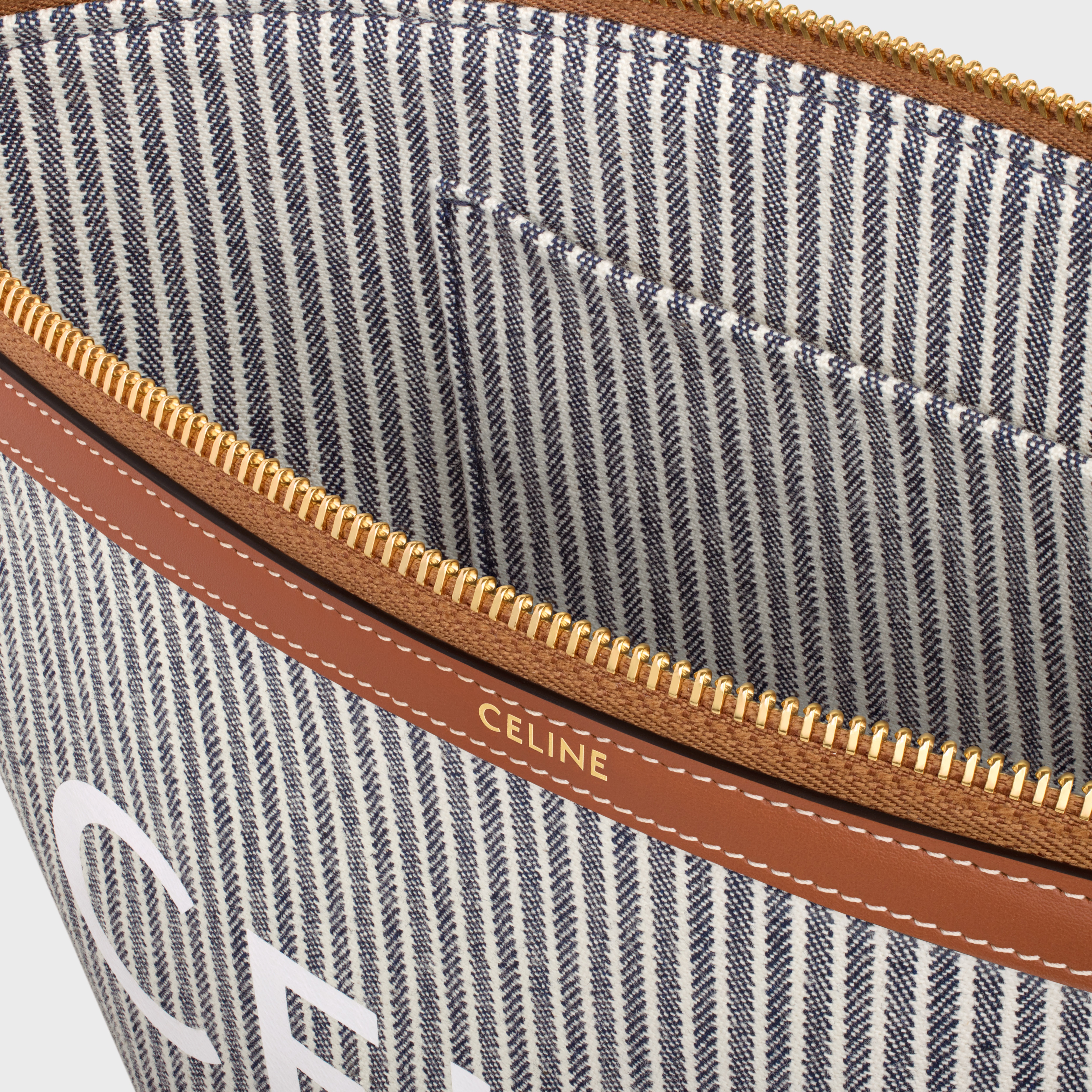 POUCH COUFFIN in STRIPED TEXTILE AND CALFSKIN - 4