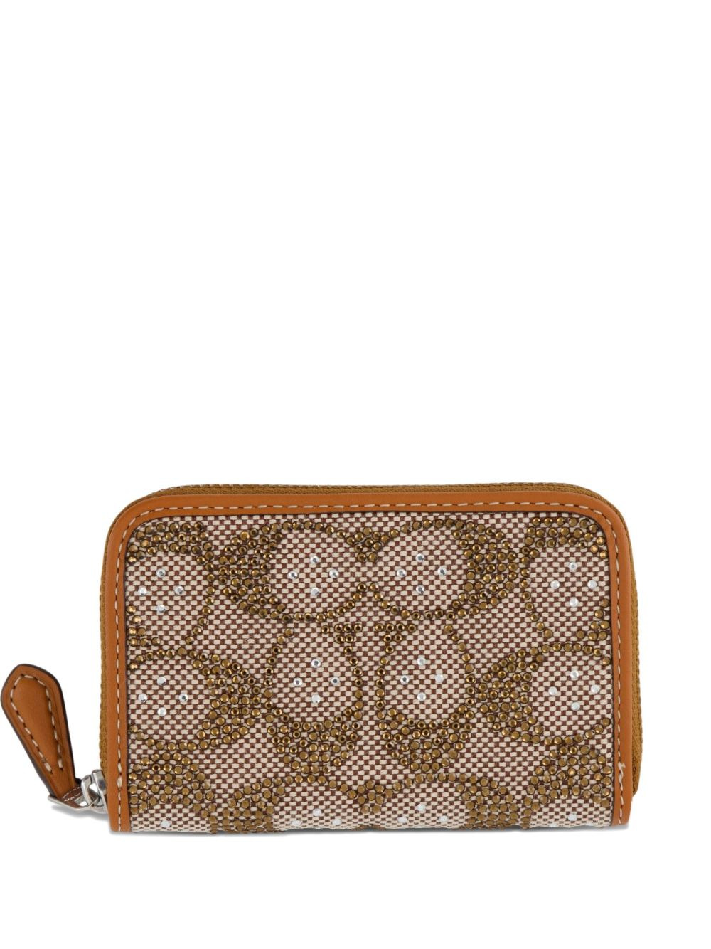 crystal-embellished jacquard cardholder - 1