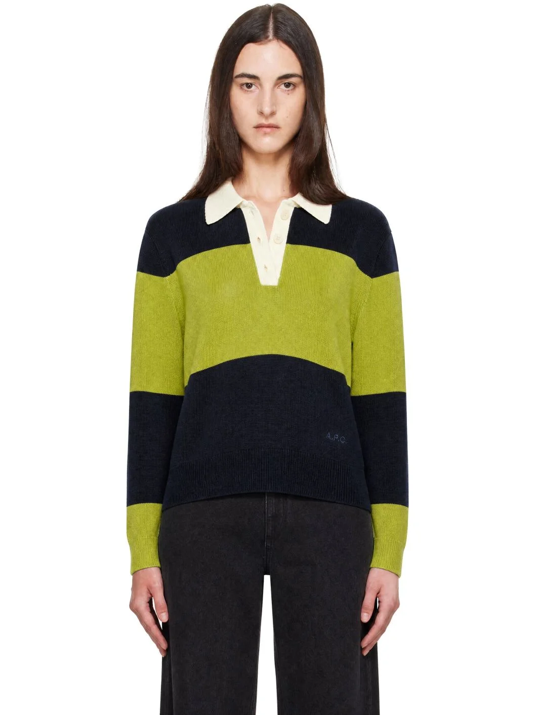 Green & Navy Louise Logo Polo - 1