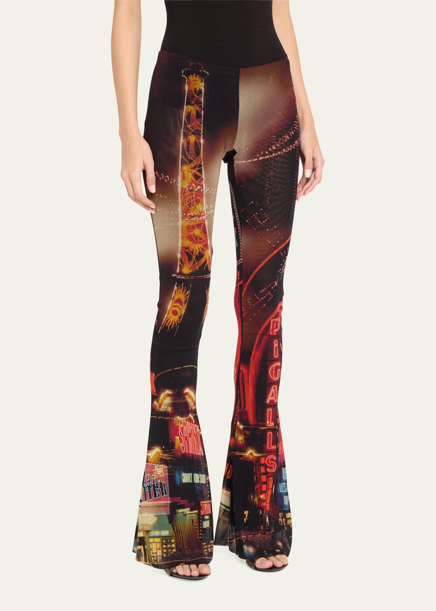 Pigalle Printed Mesh Flare Trousers - 4