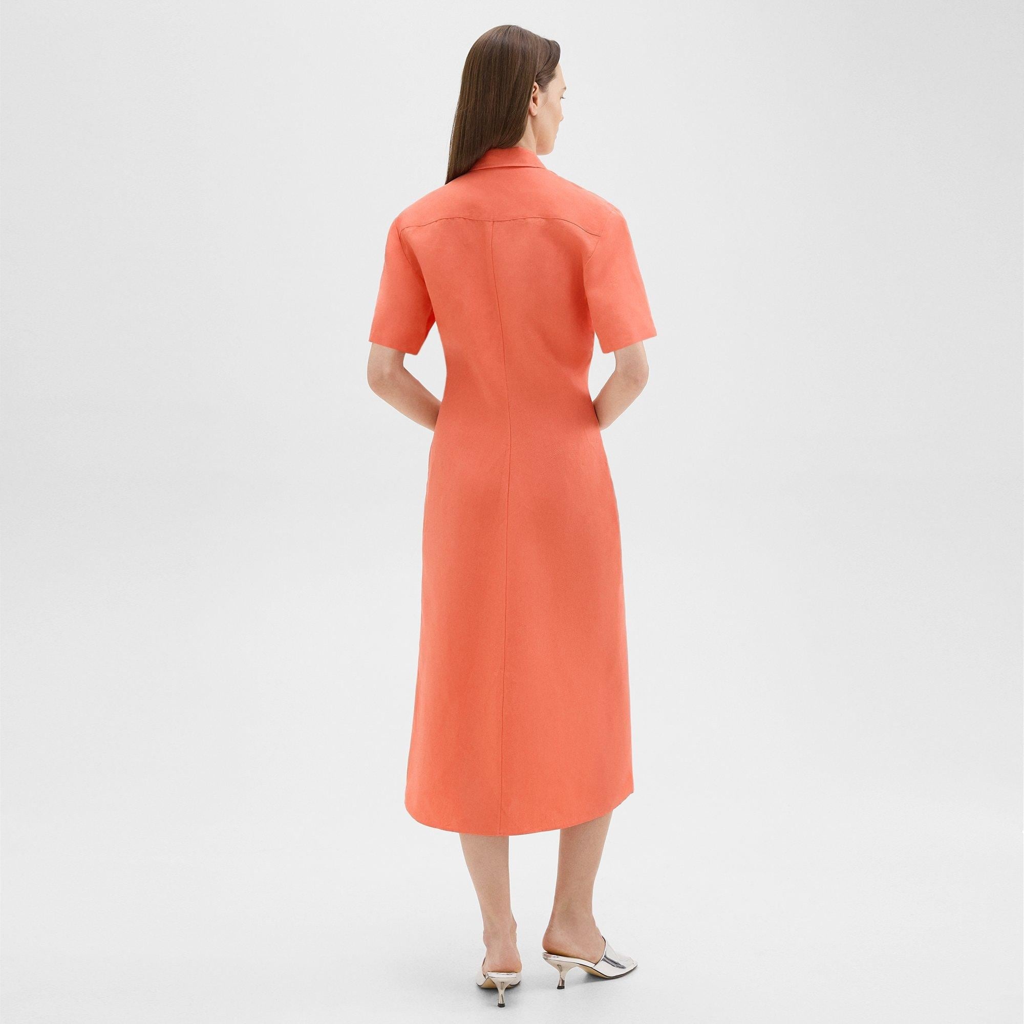 Short-Sleeve Shirt Dress in Galena Linen - 4