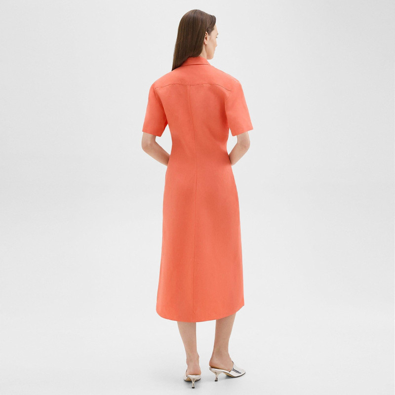 Theory Short-Sleeve Shirt Dress in Galena Linen outlook