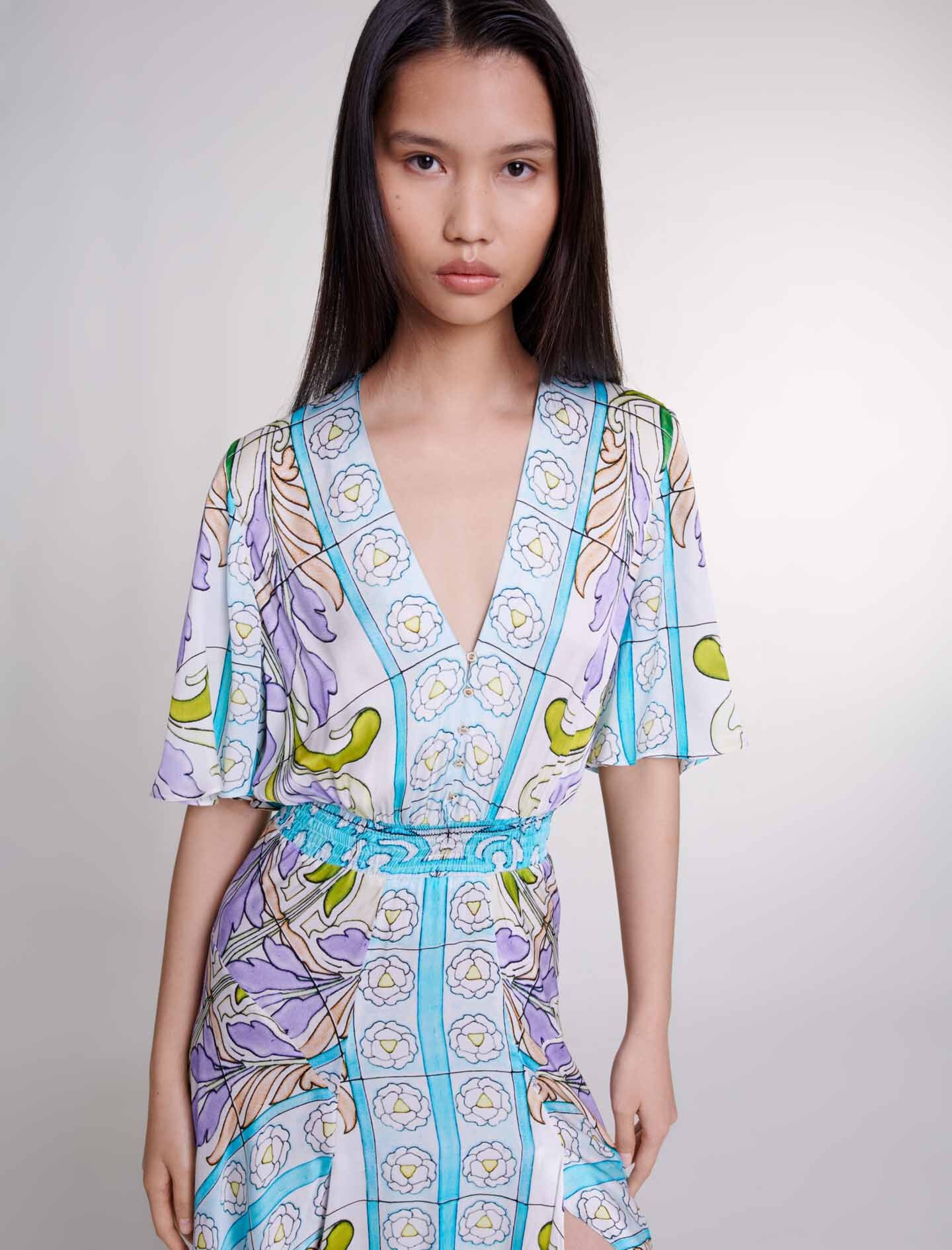 Satin-look patterned maxi dress - 5