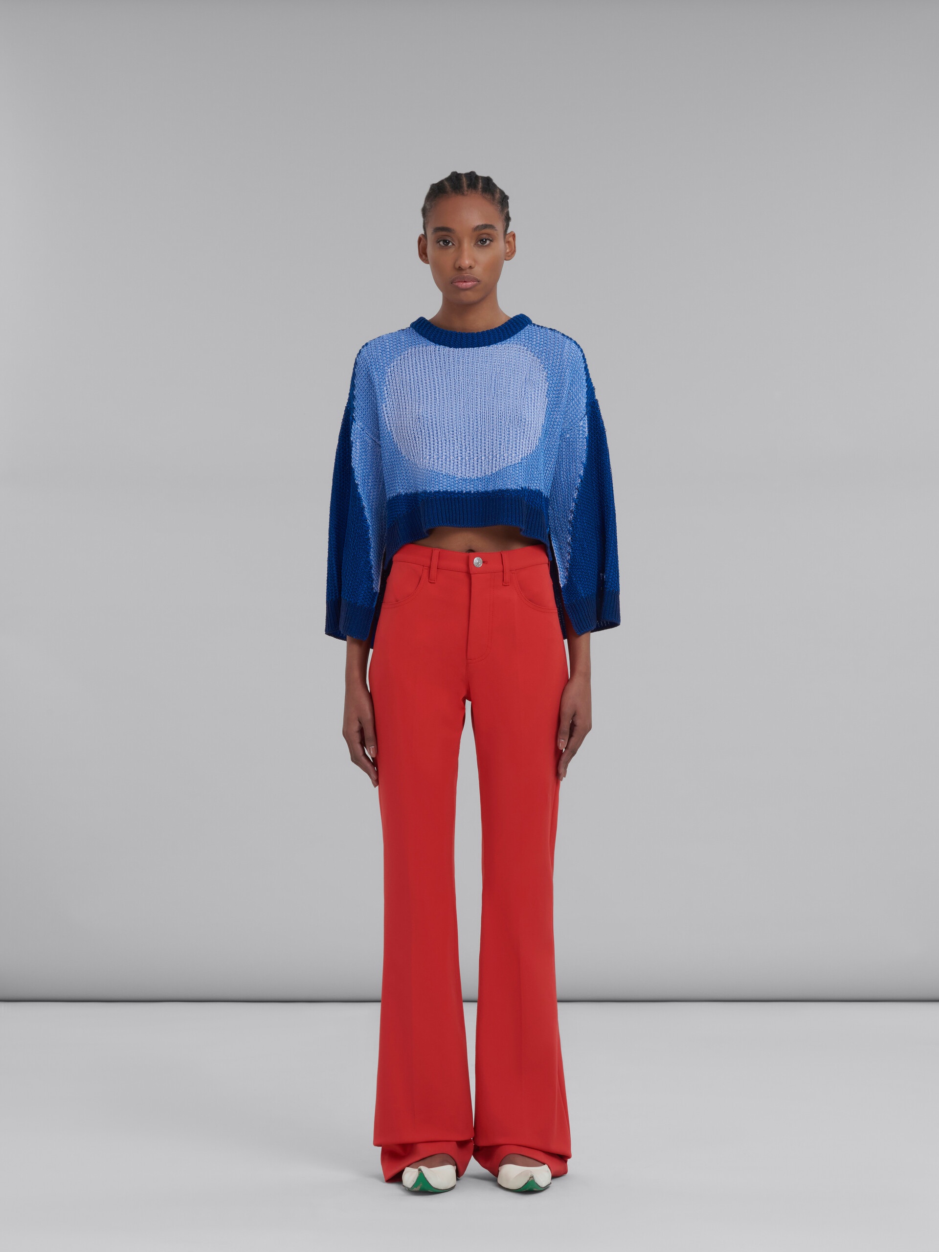 RED FLARED JERSEY TROUSERS - 2