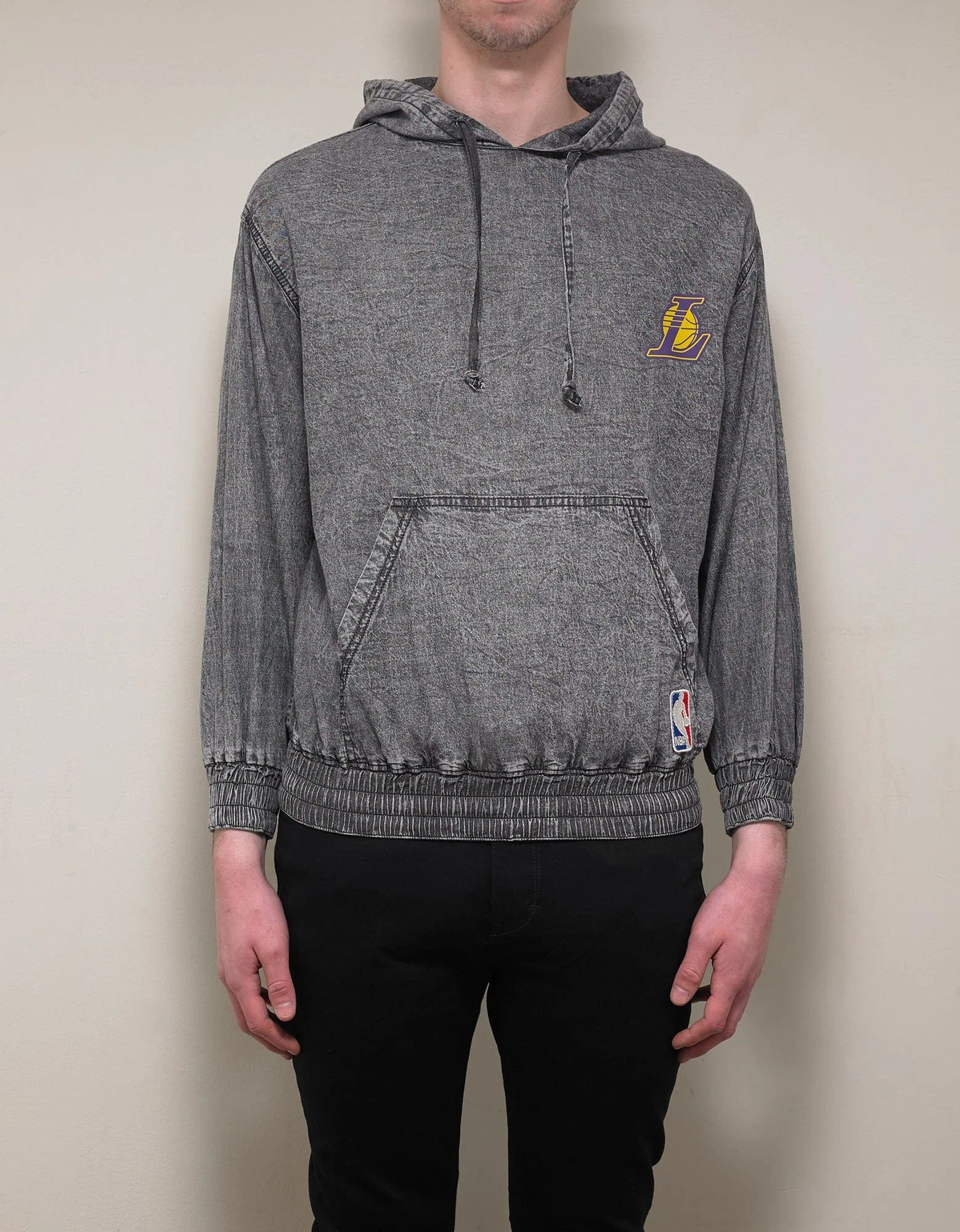 Grey Acid Wash LA Lakers Hoodie - 4
