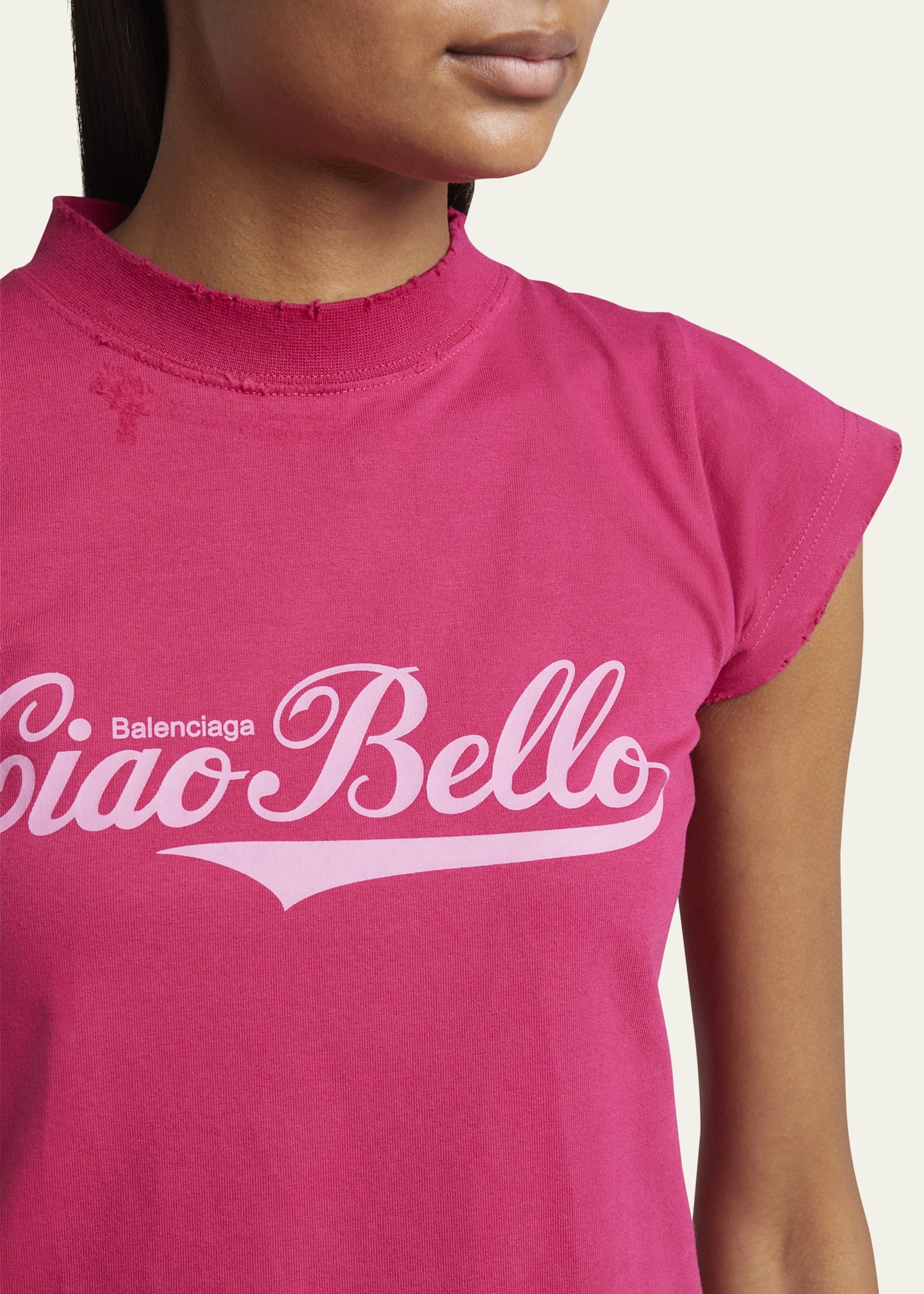 Logo Distressed Crop Shrunk T-Shirt - 5
