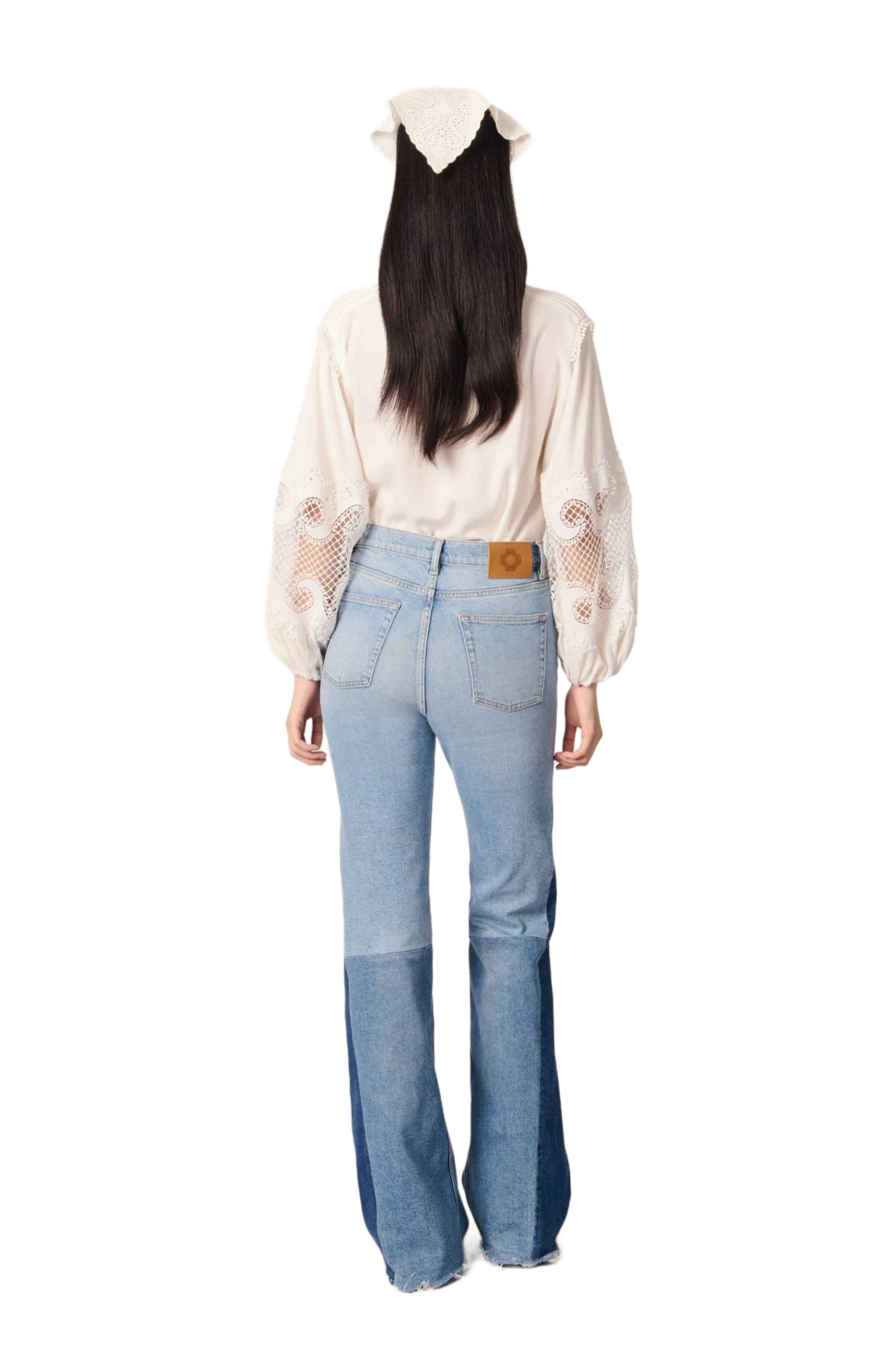 maje Shirt with embroidered sleeves in Ecru at Nordstrom - 4