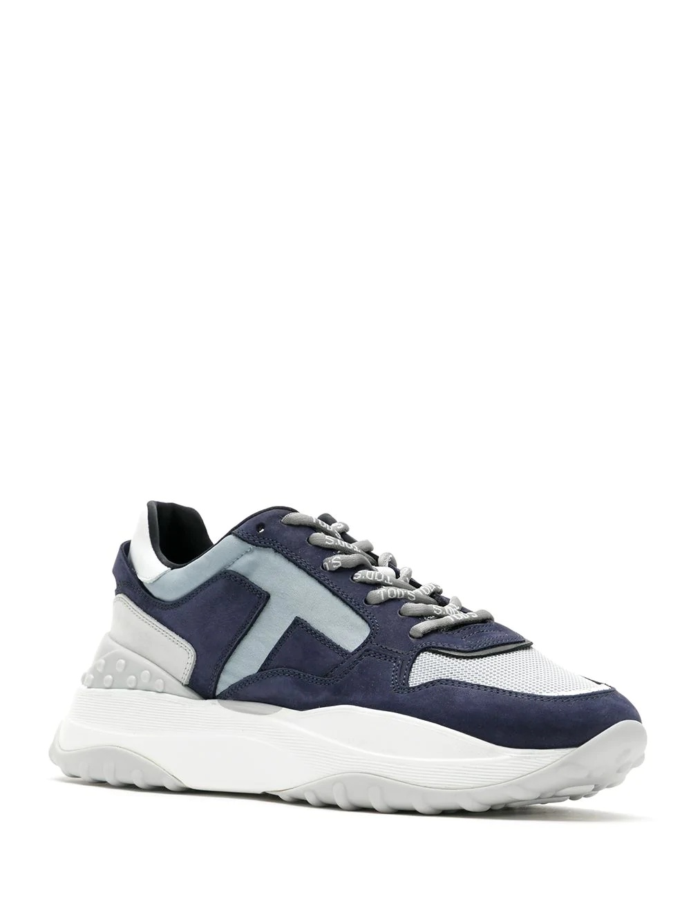 panelled leather sneakers - 2