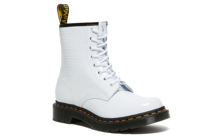 (WMNS) Dr. Martens 1460 Patent Croc Emboss Leather Boots 'White' 26855100 - 3