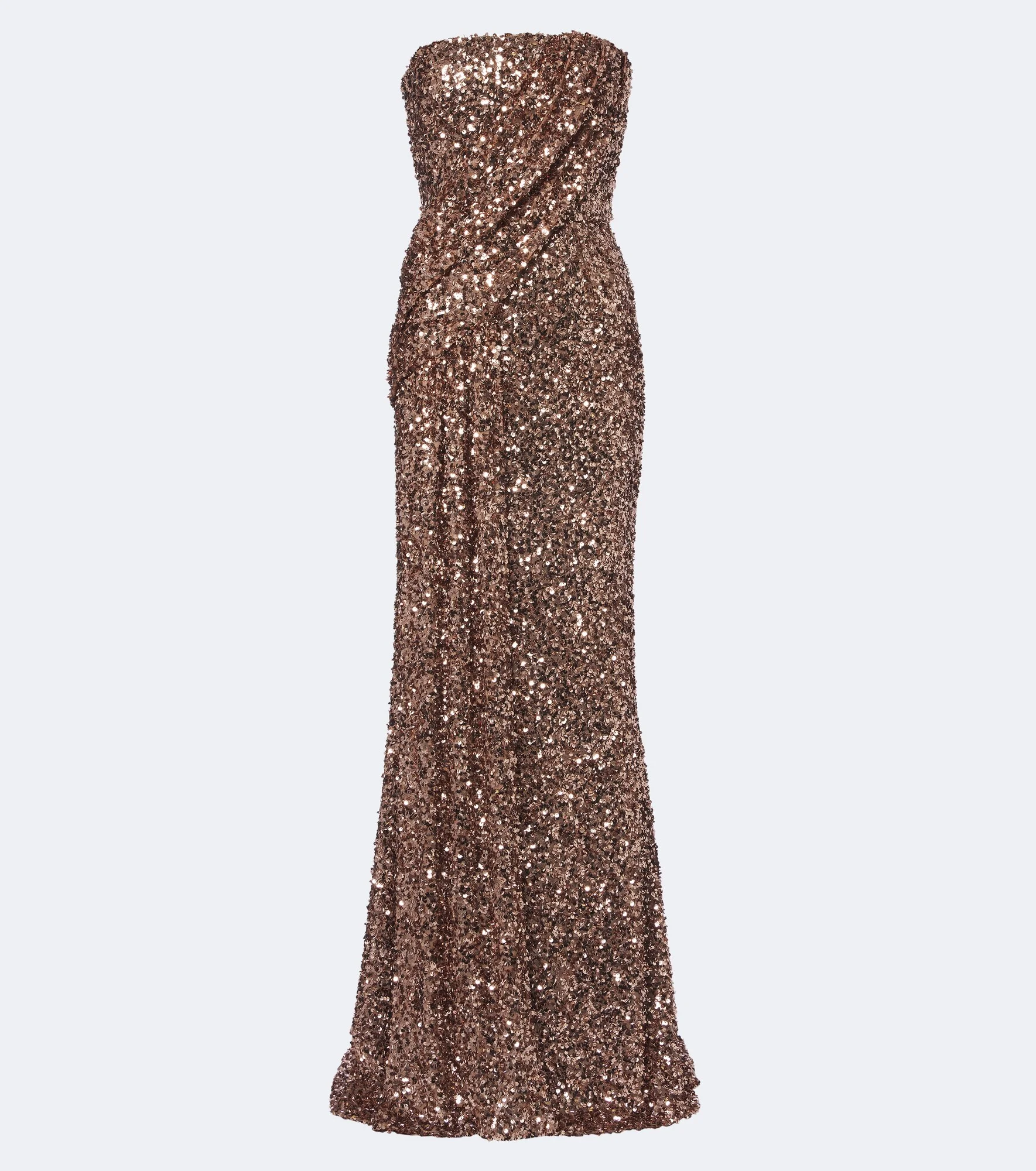 Sequined strapless bustier gown - 1