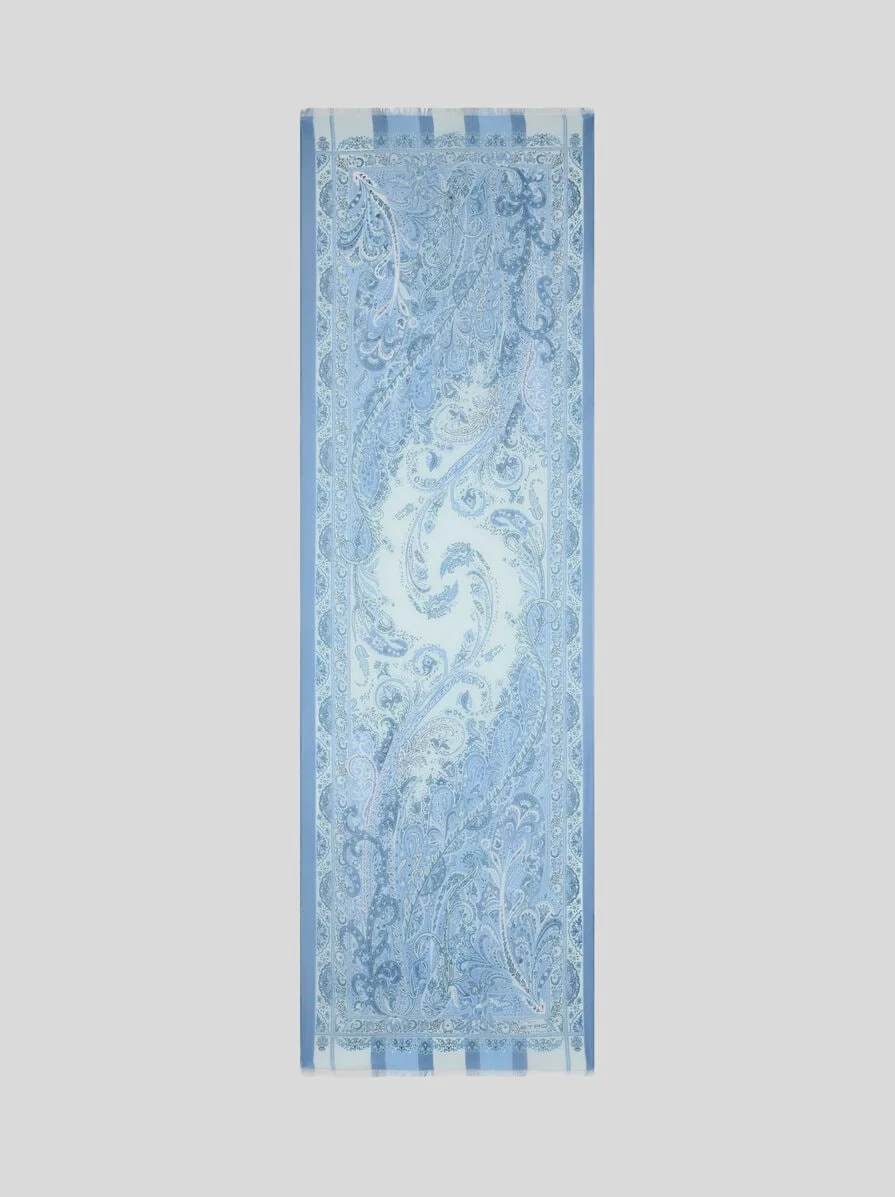 SILK SCARF WITH FLORAL LEAFY MOTIF - 1