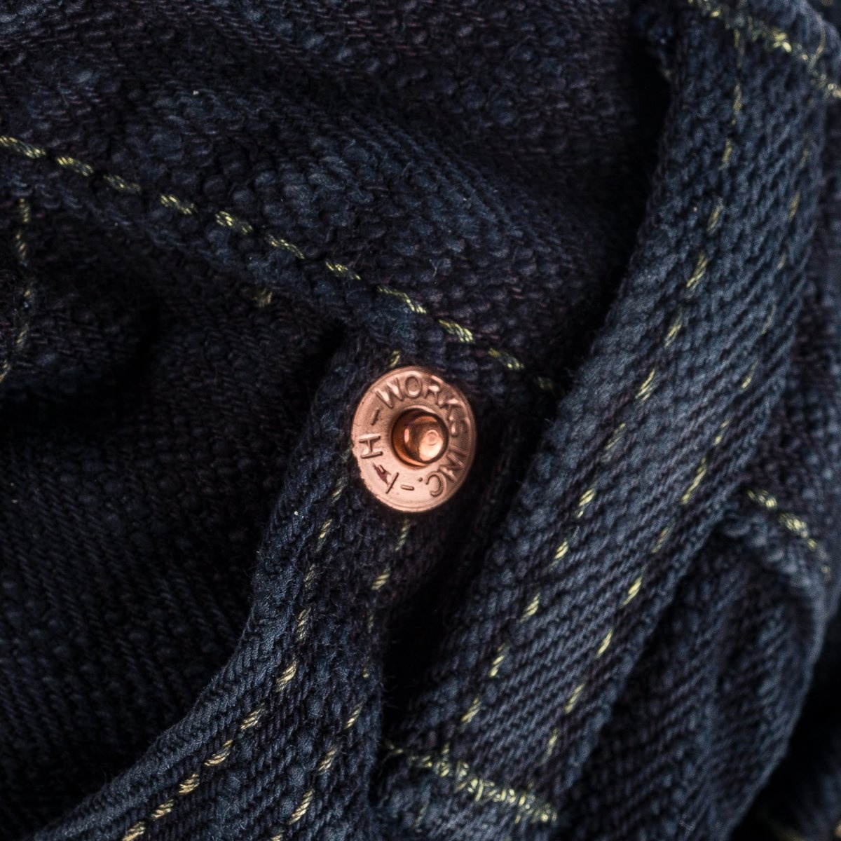 IH-634S-SLBod 16oz Slubby Selvedge Denim Straight Cut Jeans - Indigo Overdyed Black - 11