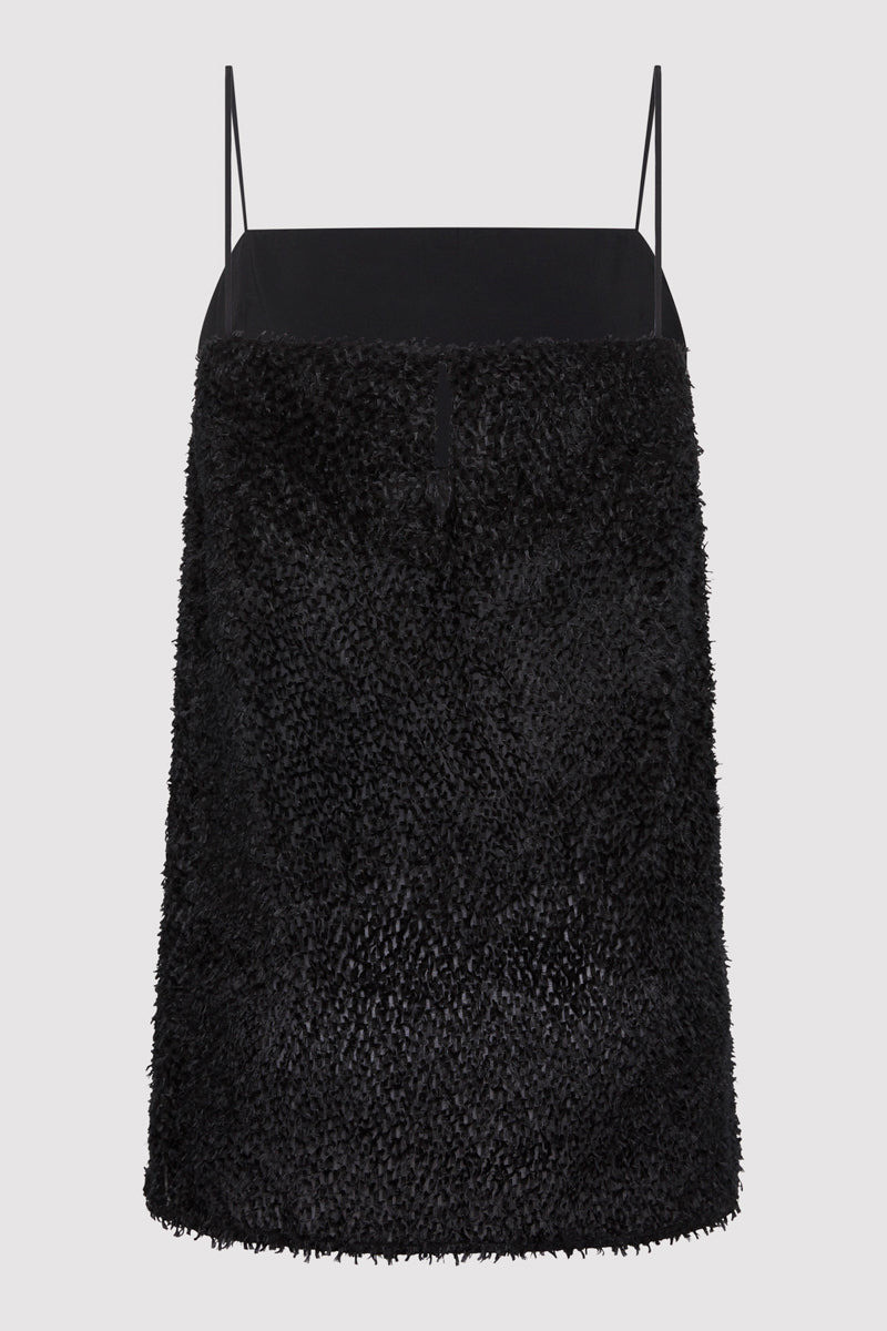 ST. AGNI Feathered Silk Cami - Black outlook