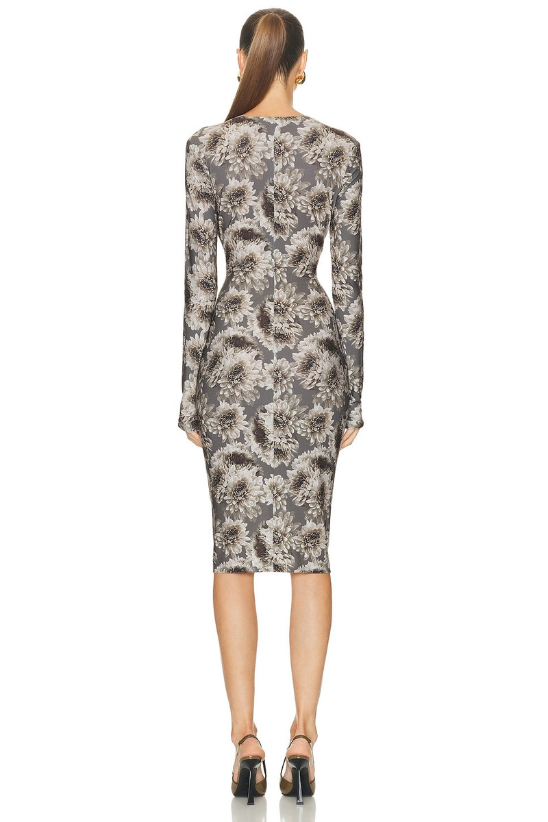 NORMA KAMALI Long Sleeve V Neck Shirred Front Dress outlook