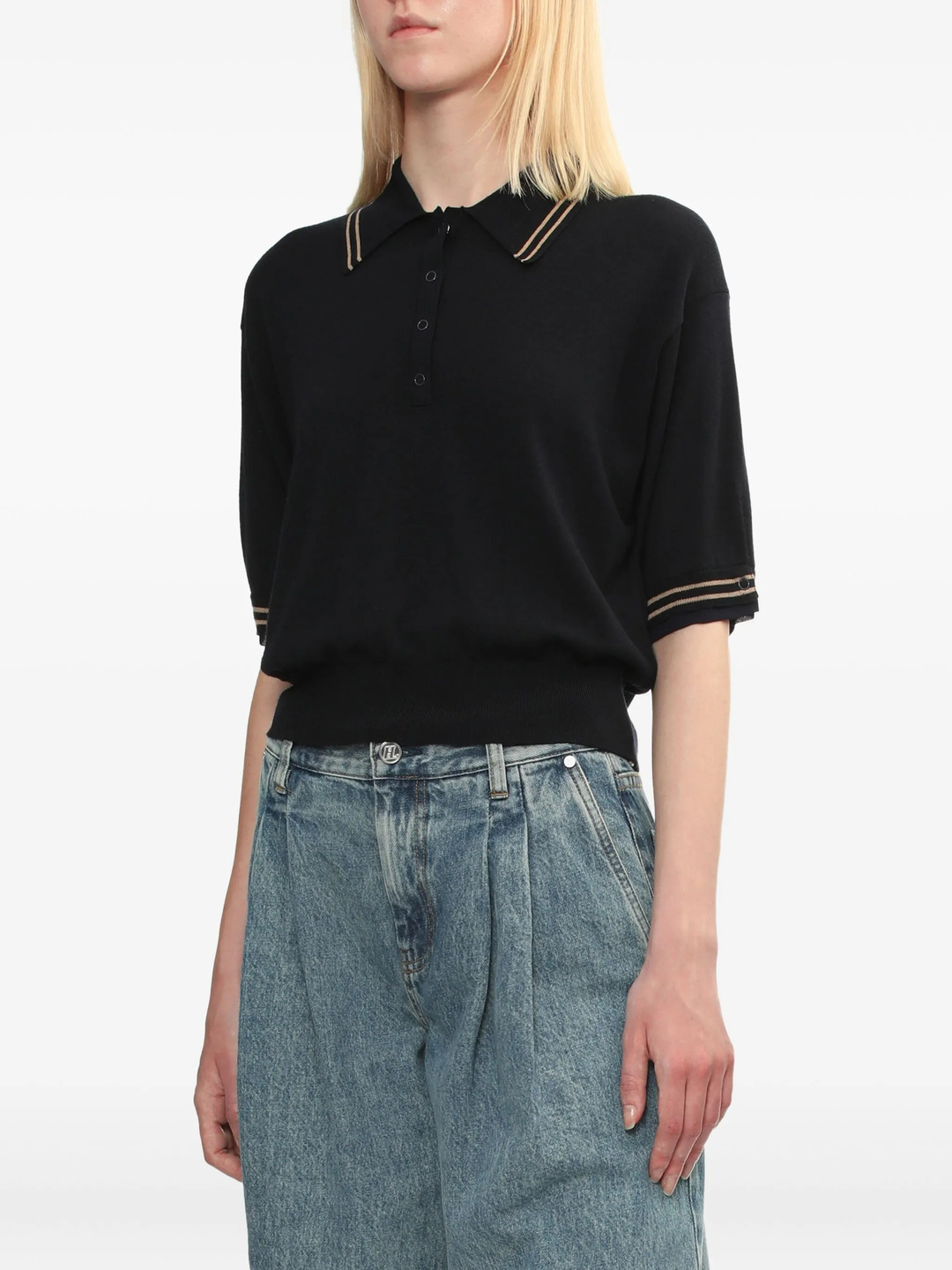 Cropped Polo With Organza - 3