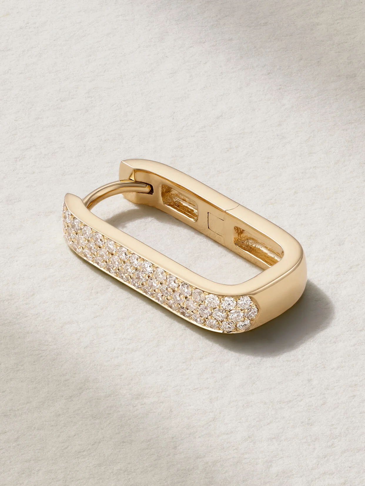 Mini 14-karat Gold Diamond Single Hoop Earring - 1