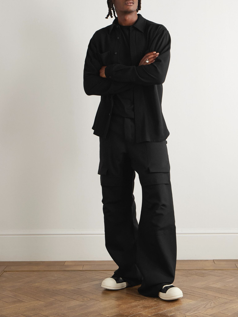 Rick Owens Stefan Wide-Leg Grain De Poudre Wool Trousers Black outlook