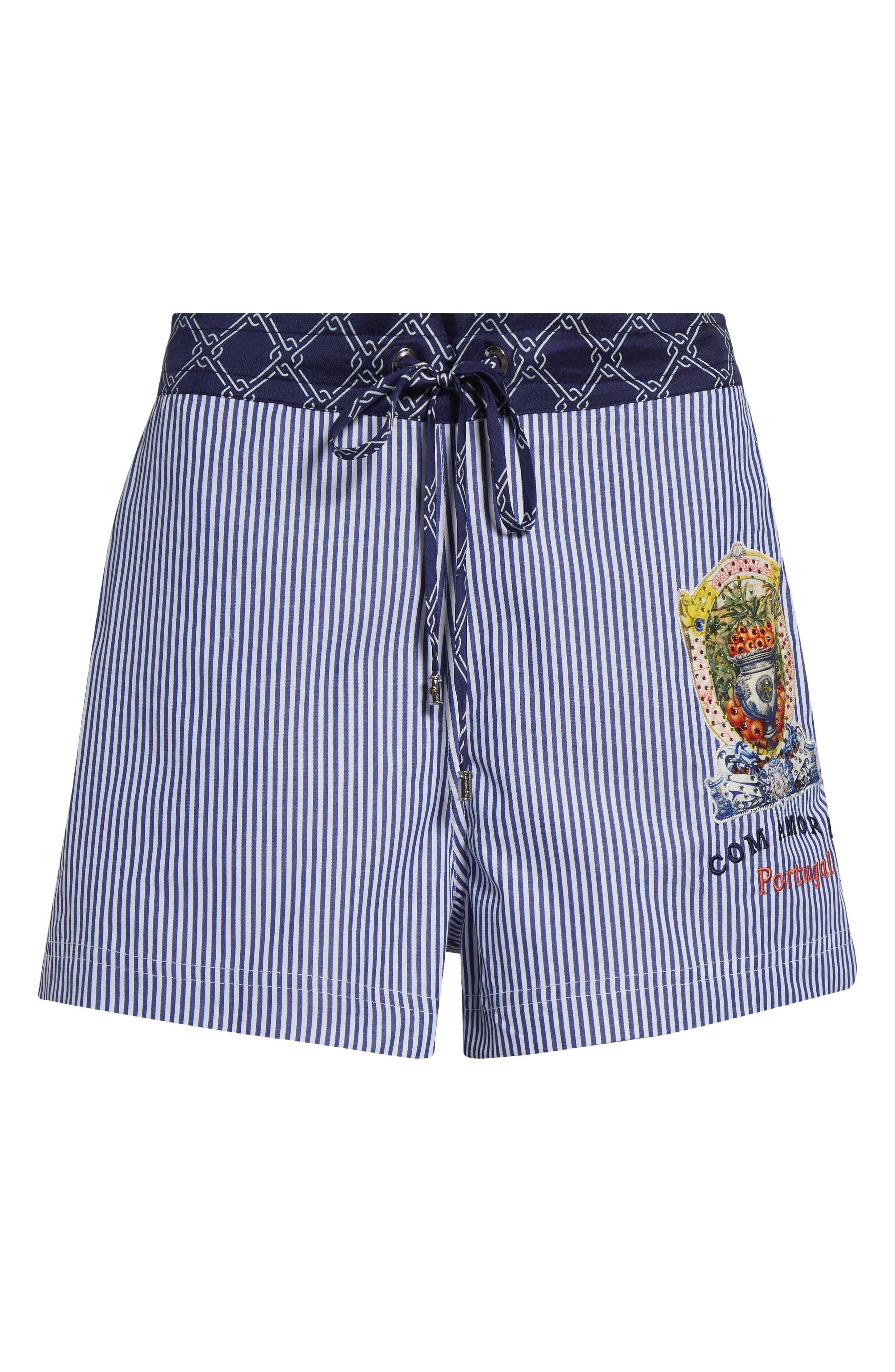 Camilla Crystal Embellished Stripe Boxer Shorts in Song Of Saint Anthony at Nordstrom - 6