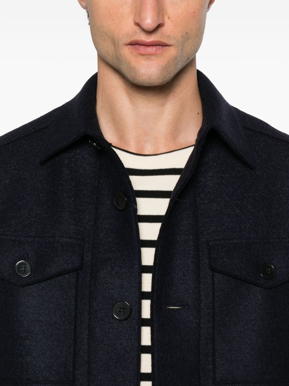 button-down flap-pocket shirt jacket - 5