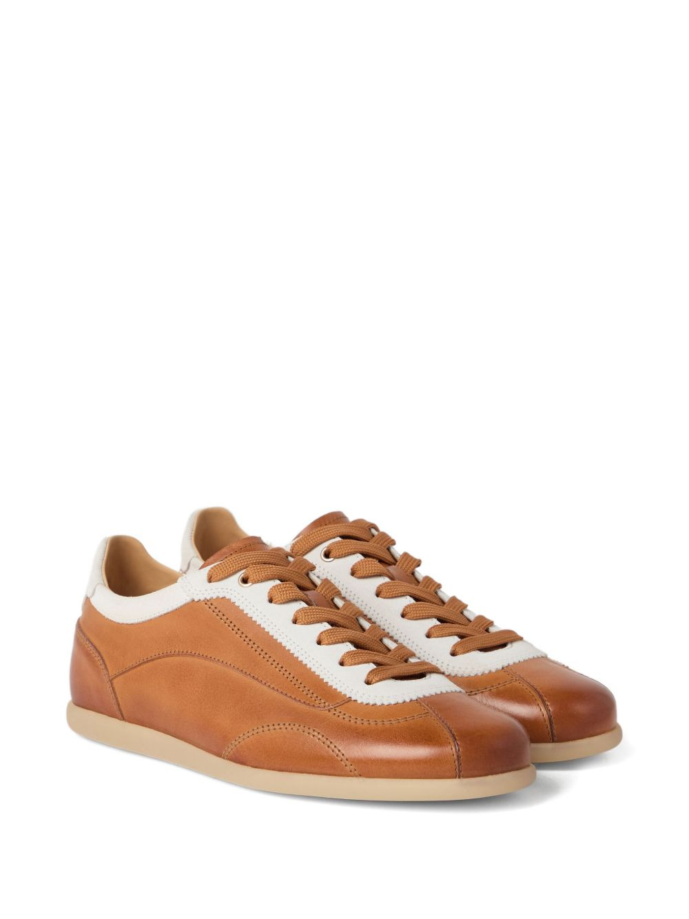 calfskin contrast-panel sneakers - 2