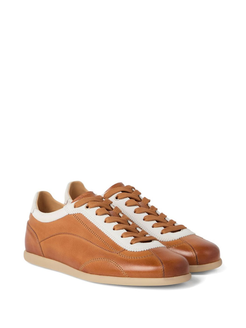 Brunello Cucinelli calfskin contrast-panel sneakers outlook
