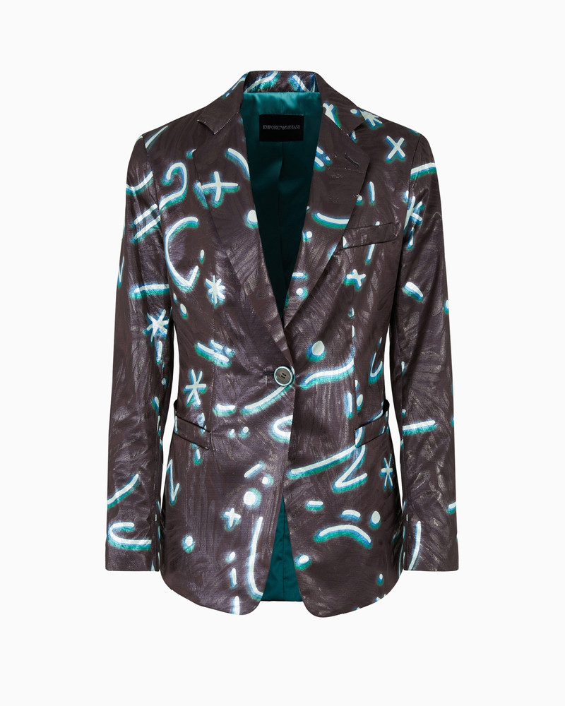 Single-breasted blazer in lurex fabric with an all-over Starry Sky print 1