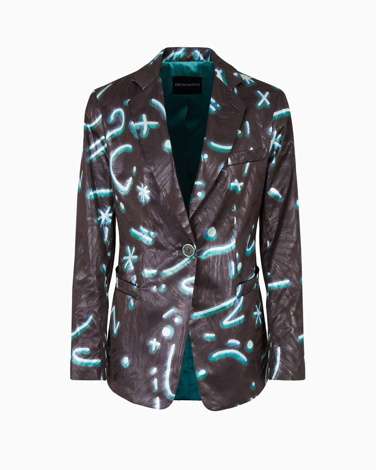 Single-breasted blazer in lurex fabric with an all-over Starry Sky print - 1