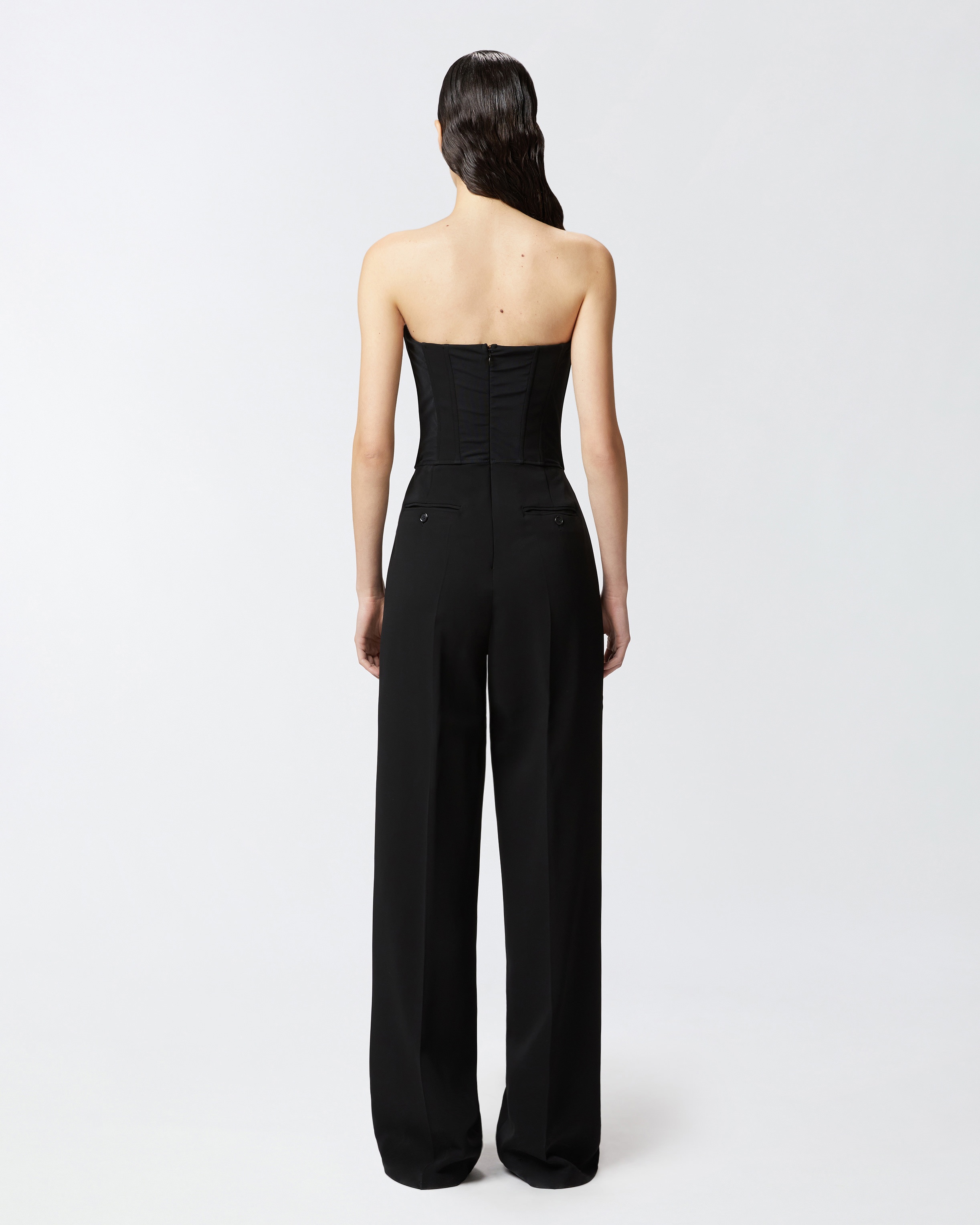 ELEGANT BUSTIER JUMPSUIT WITH WIDE-LEG TROUSERS - 4