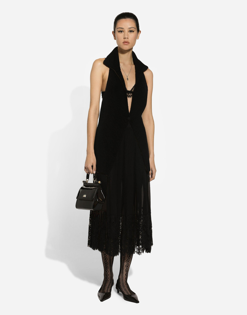 Dolce & Gabbana Long georgette skirt with lace edgings outlook