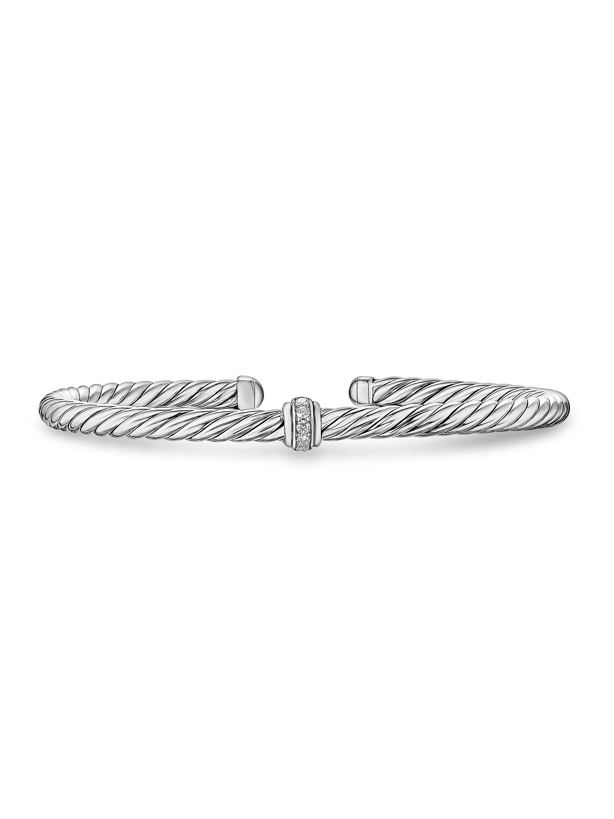 Women's Cable Flex Station Bracelet in Sterling Silver - Diamond - 1