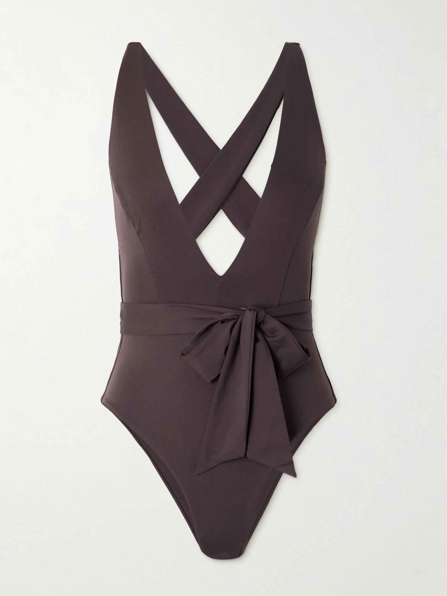Cristel belted open-back swimsuit Dark brown - 1