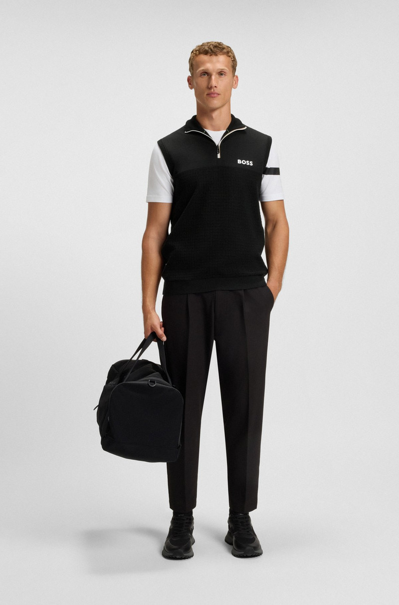 BOSS ZIPPER-NECK SWEATER IN A STRETCH-COTTON BLEND outlook