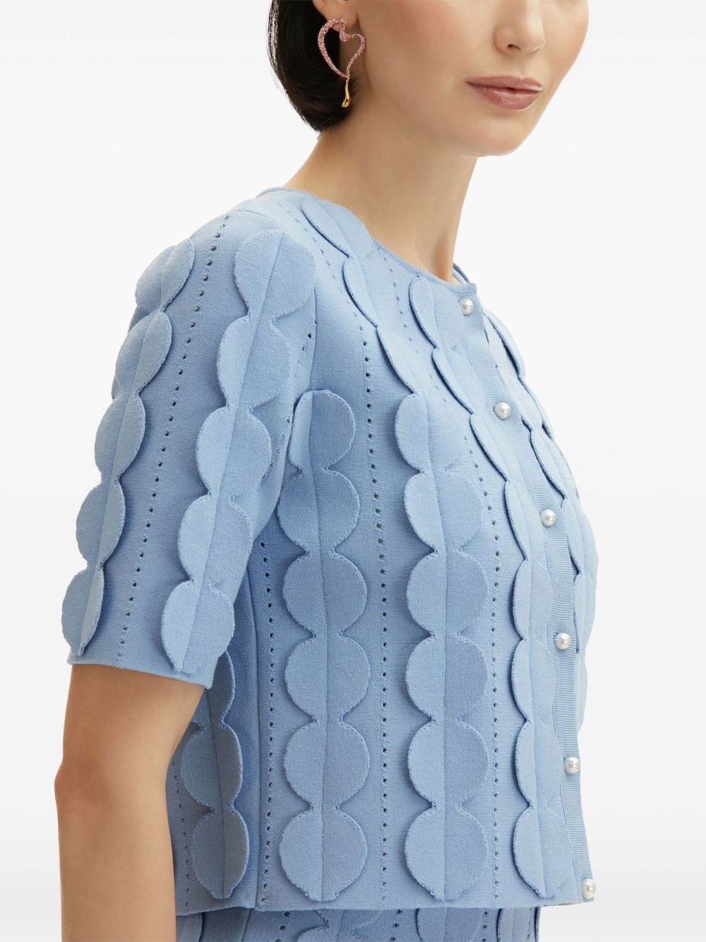 geometric circle pattern cardigan - 6