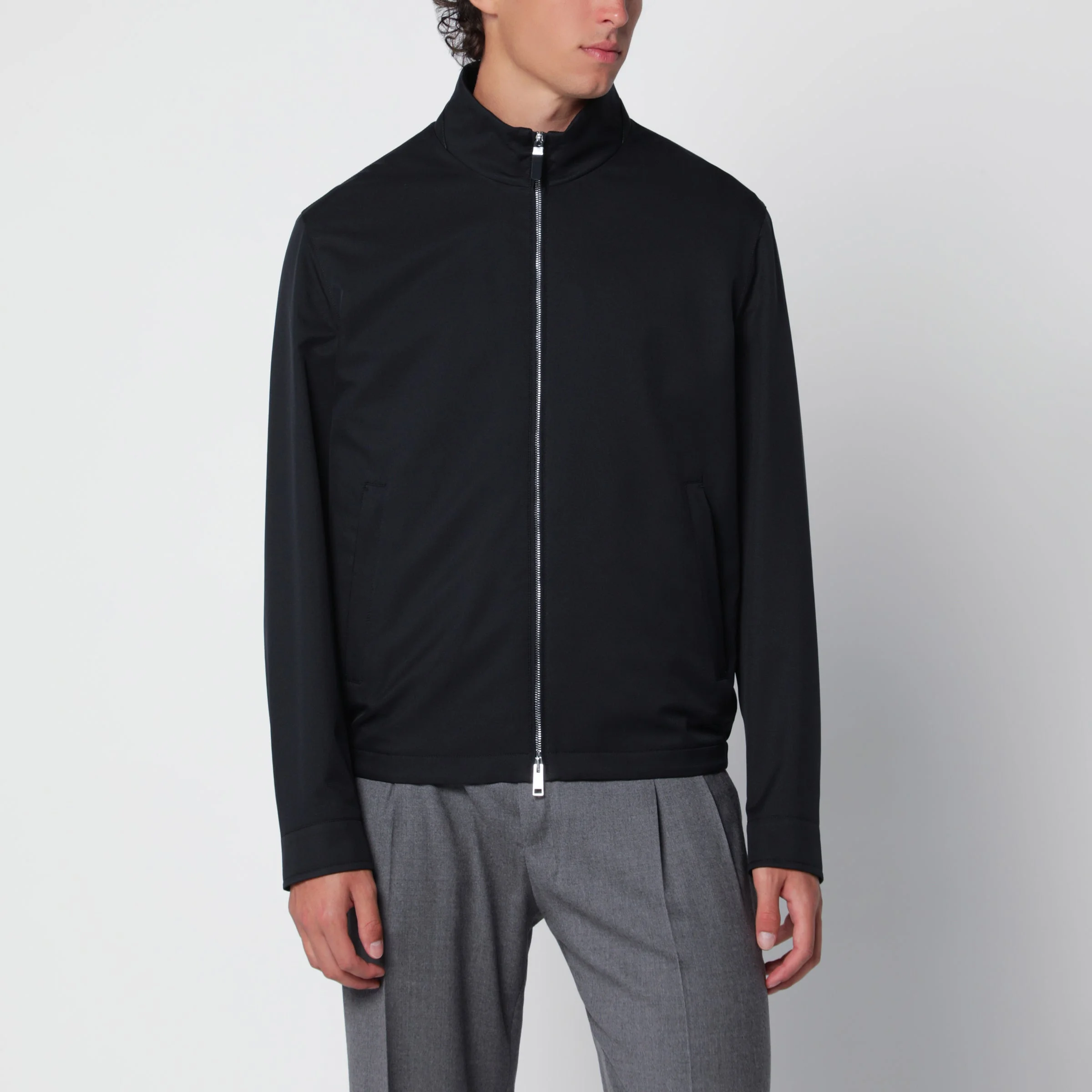 Navy blue zip-up jacket - 1