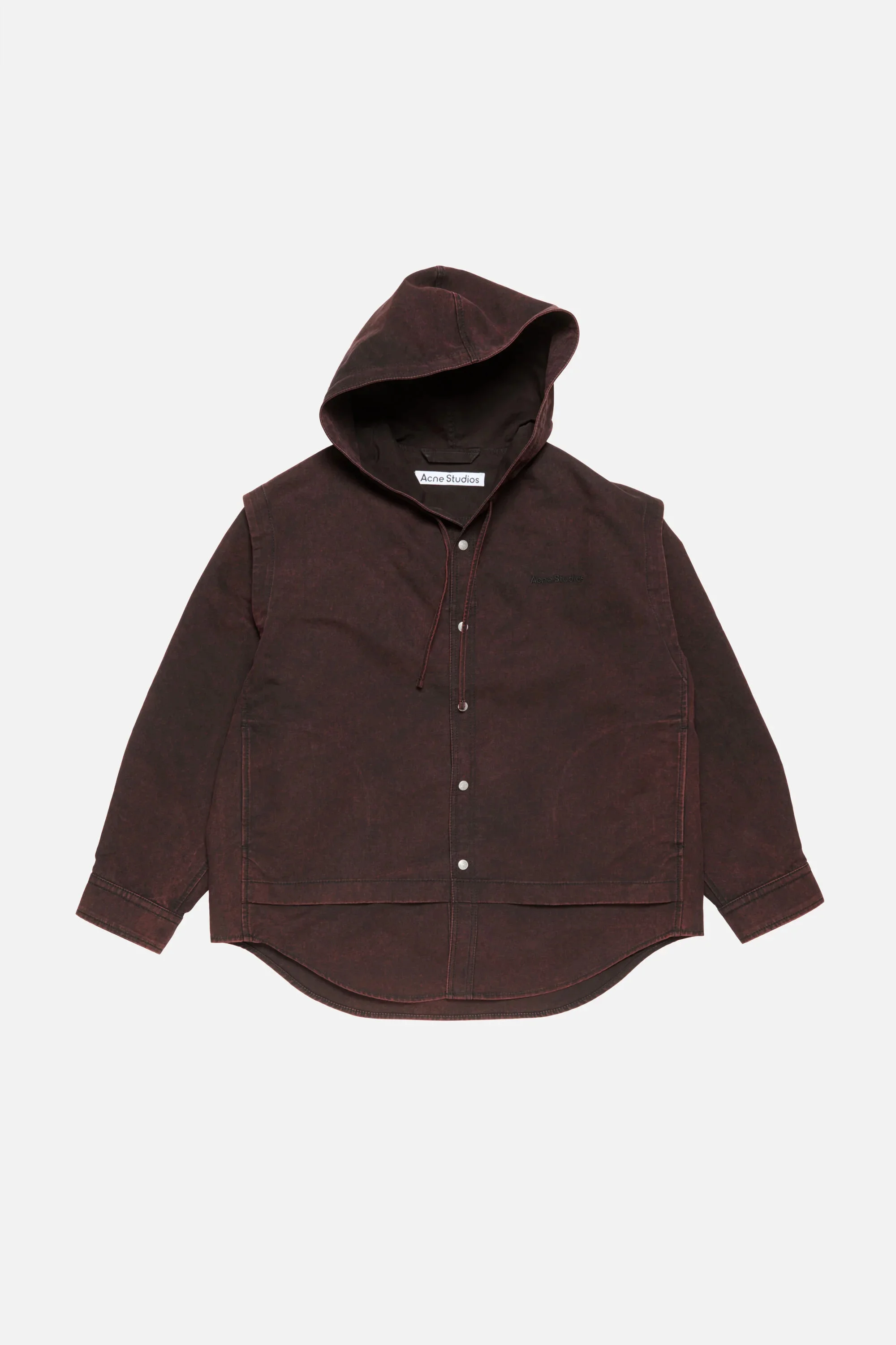 Layered hooded jacket - Burgundy - 1