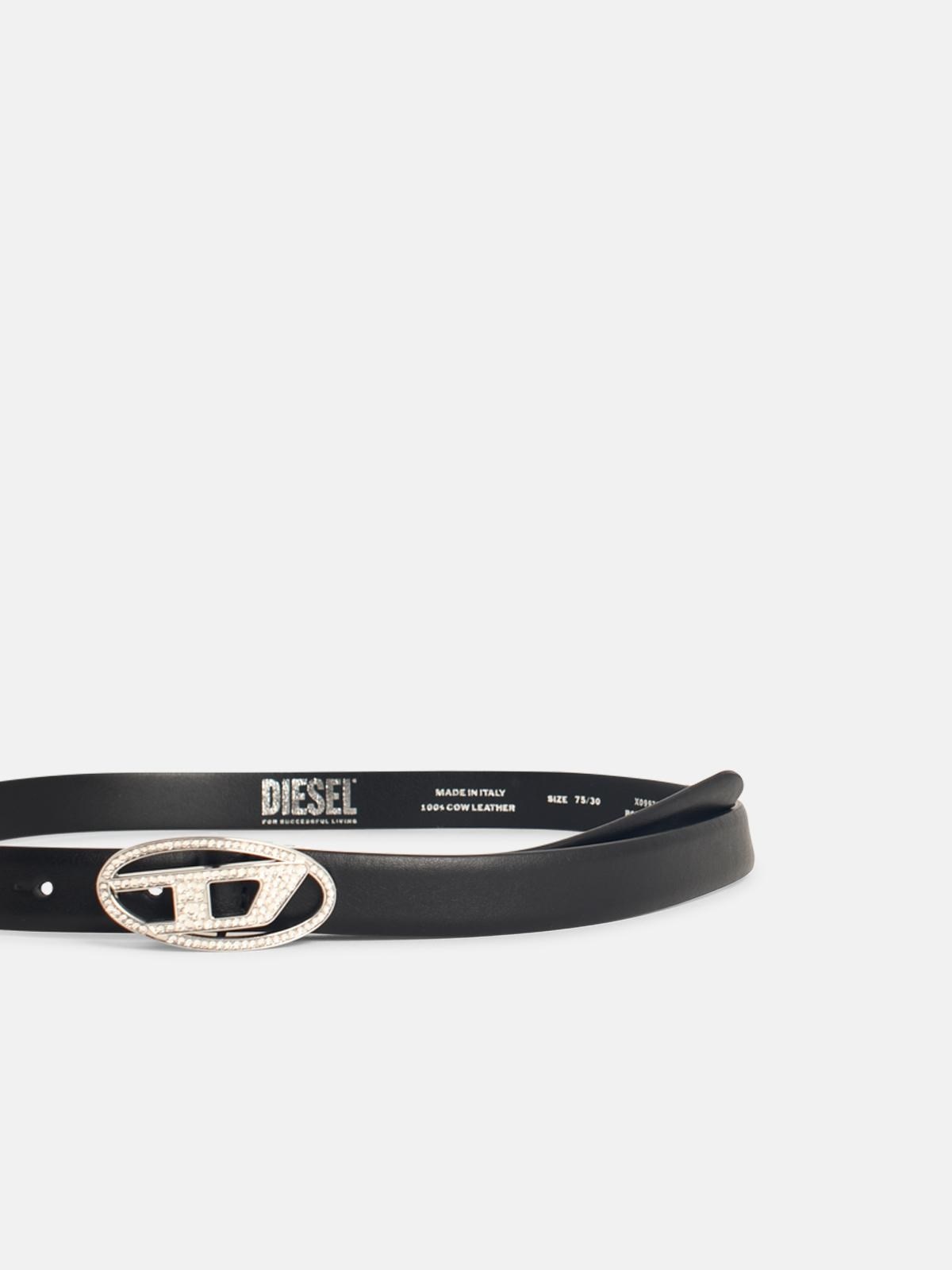'B-1DR STRASS 20' BLACK LEATHER BELT - 3