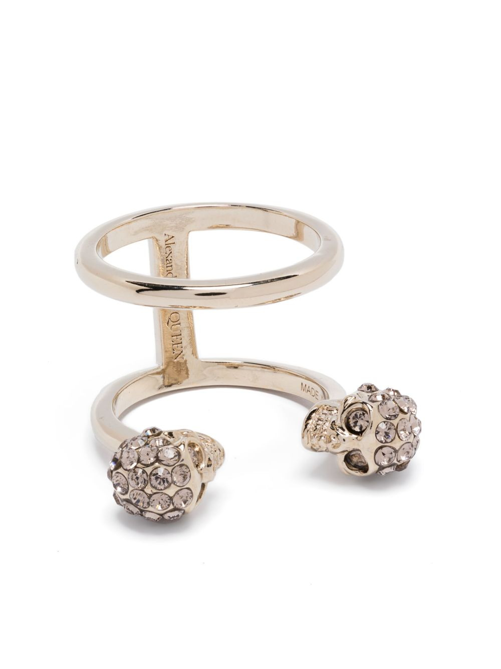 rhinestone-embellished skull ring - 1