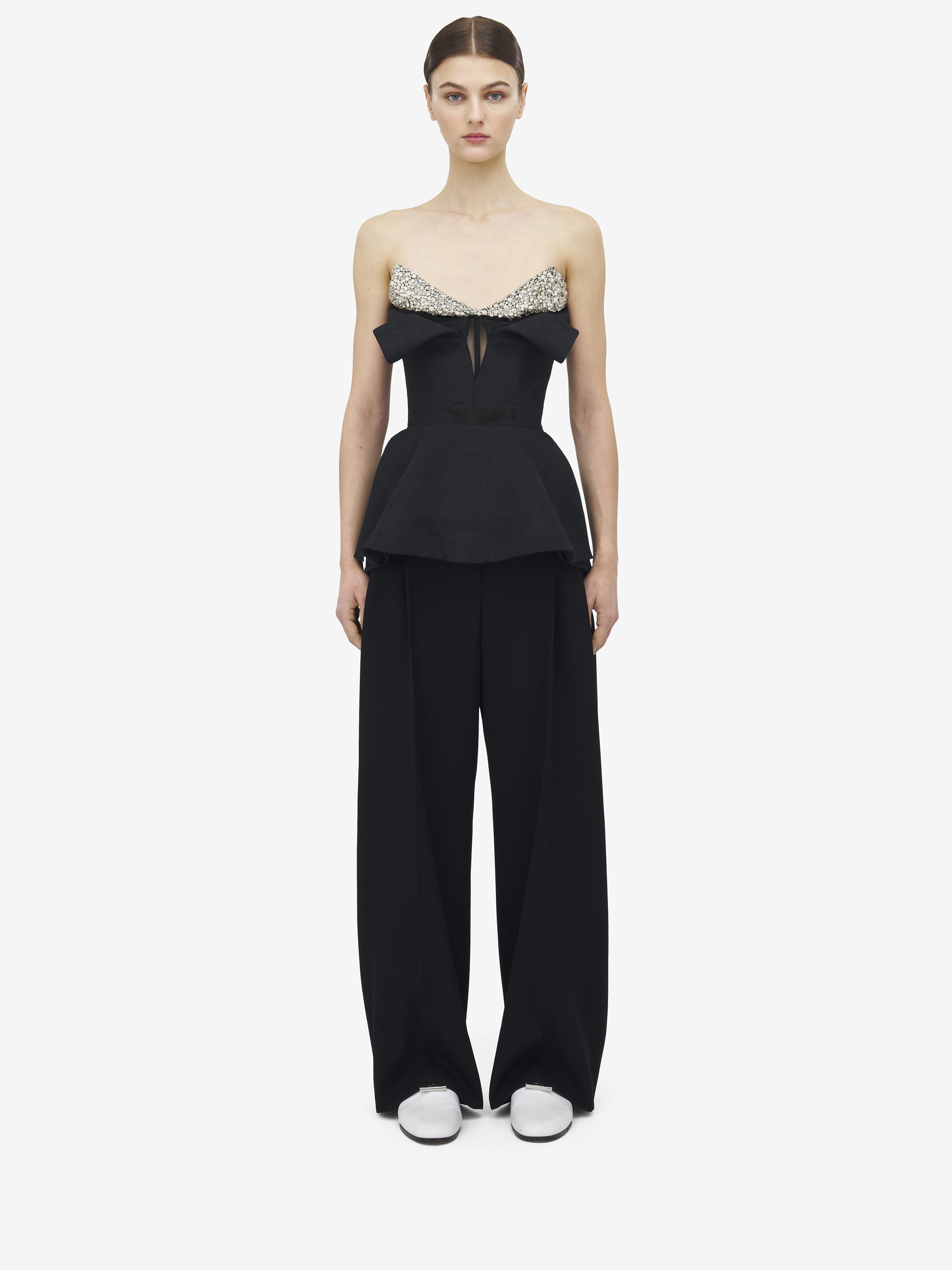 Crystal Embroidery Strapless Corset Top - 3
