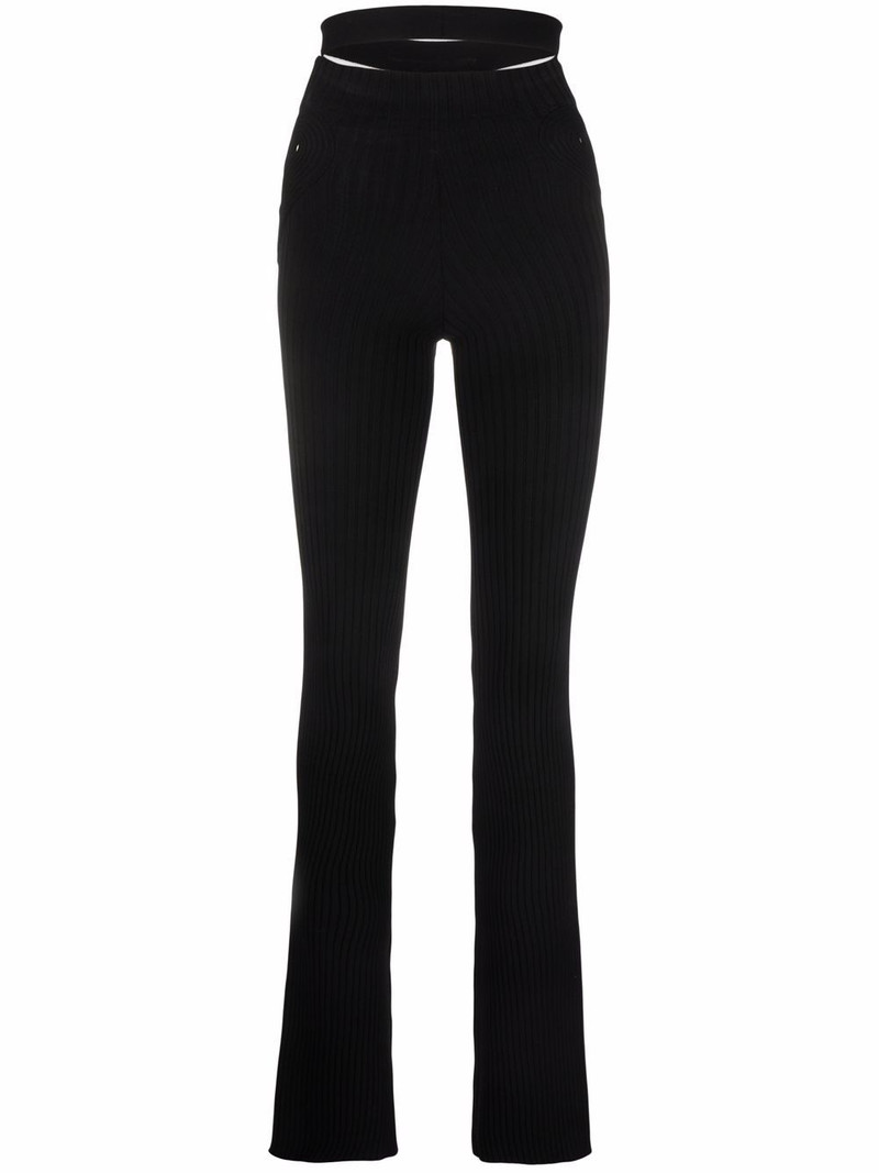 ribbed-knit bootcut trousers 1