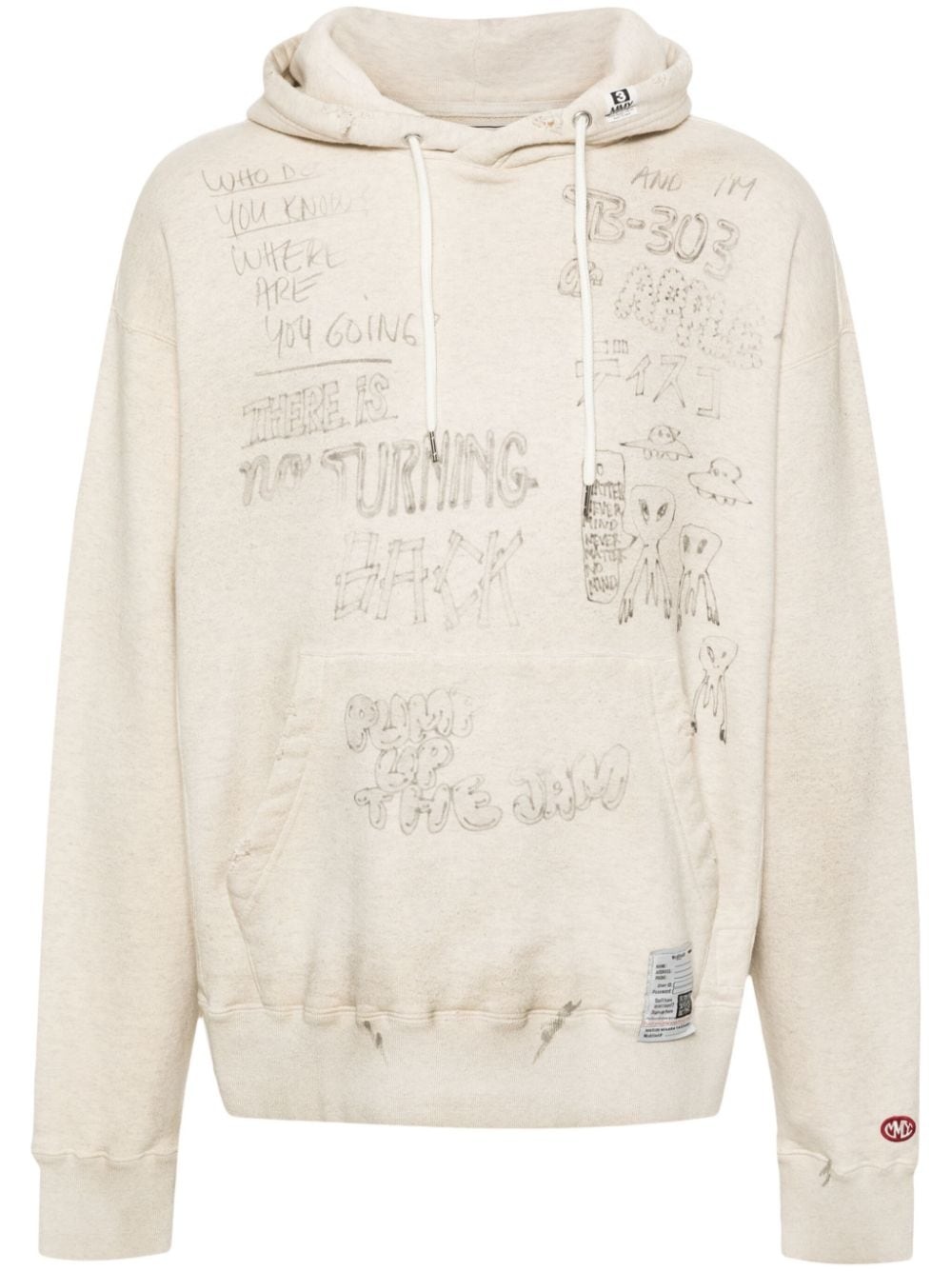 distressed cotton hoodie - 1