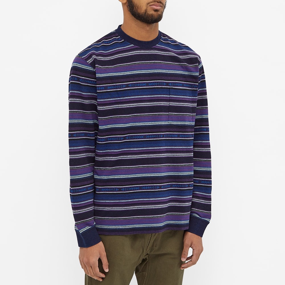 Beams Plus Long Sleeve Indigo Native Stripe Tee - 3