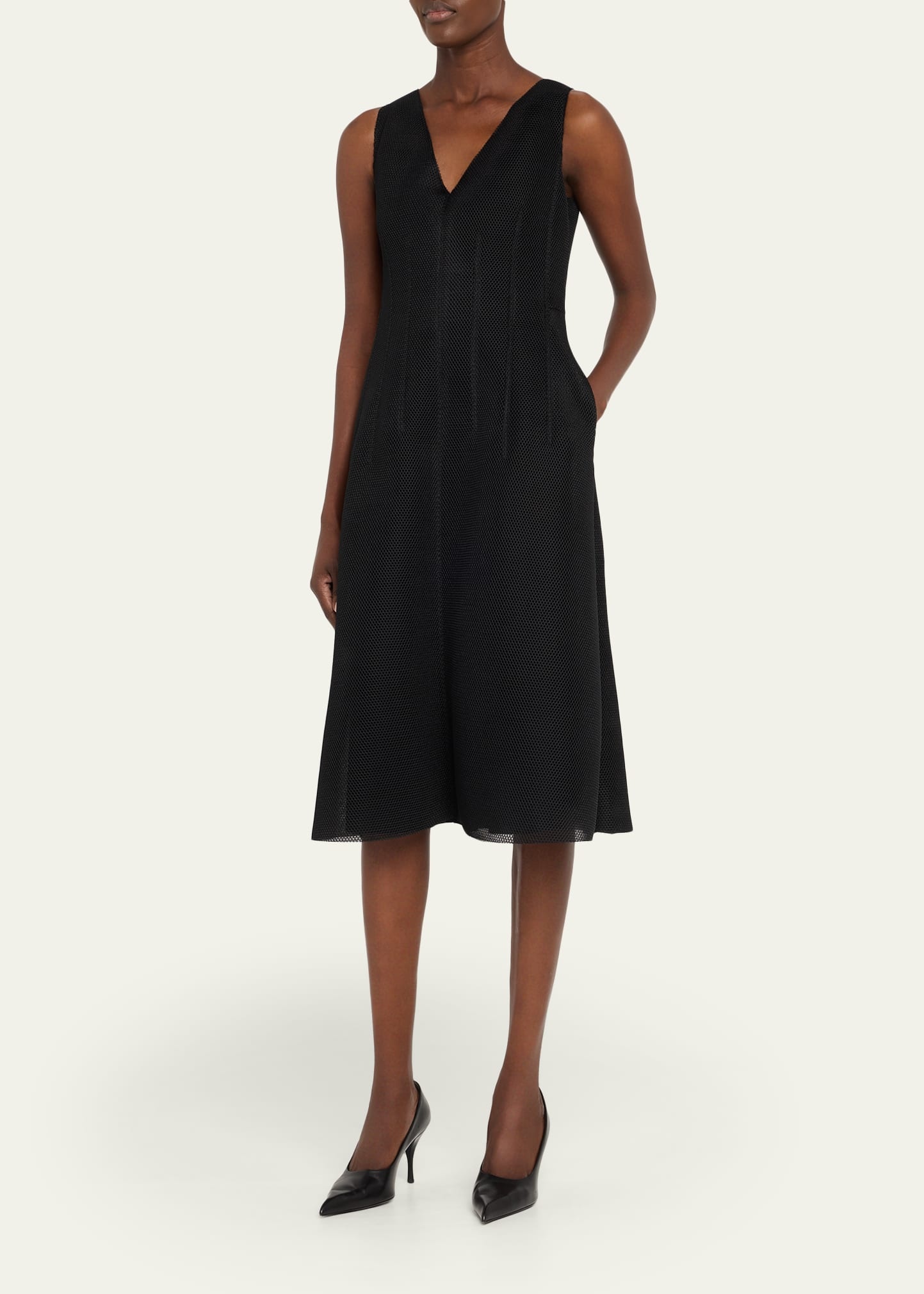 Techno Grid V-Neck Midi DressI - 4