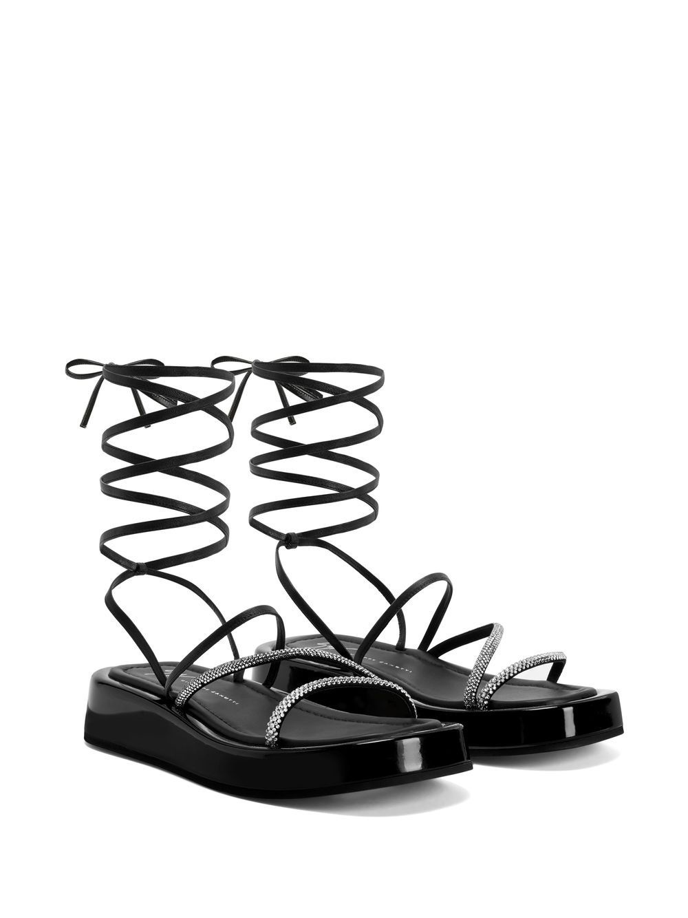 lace-up leather sandals - 2