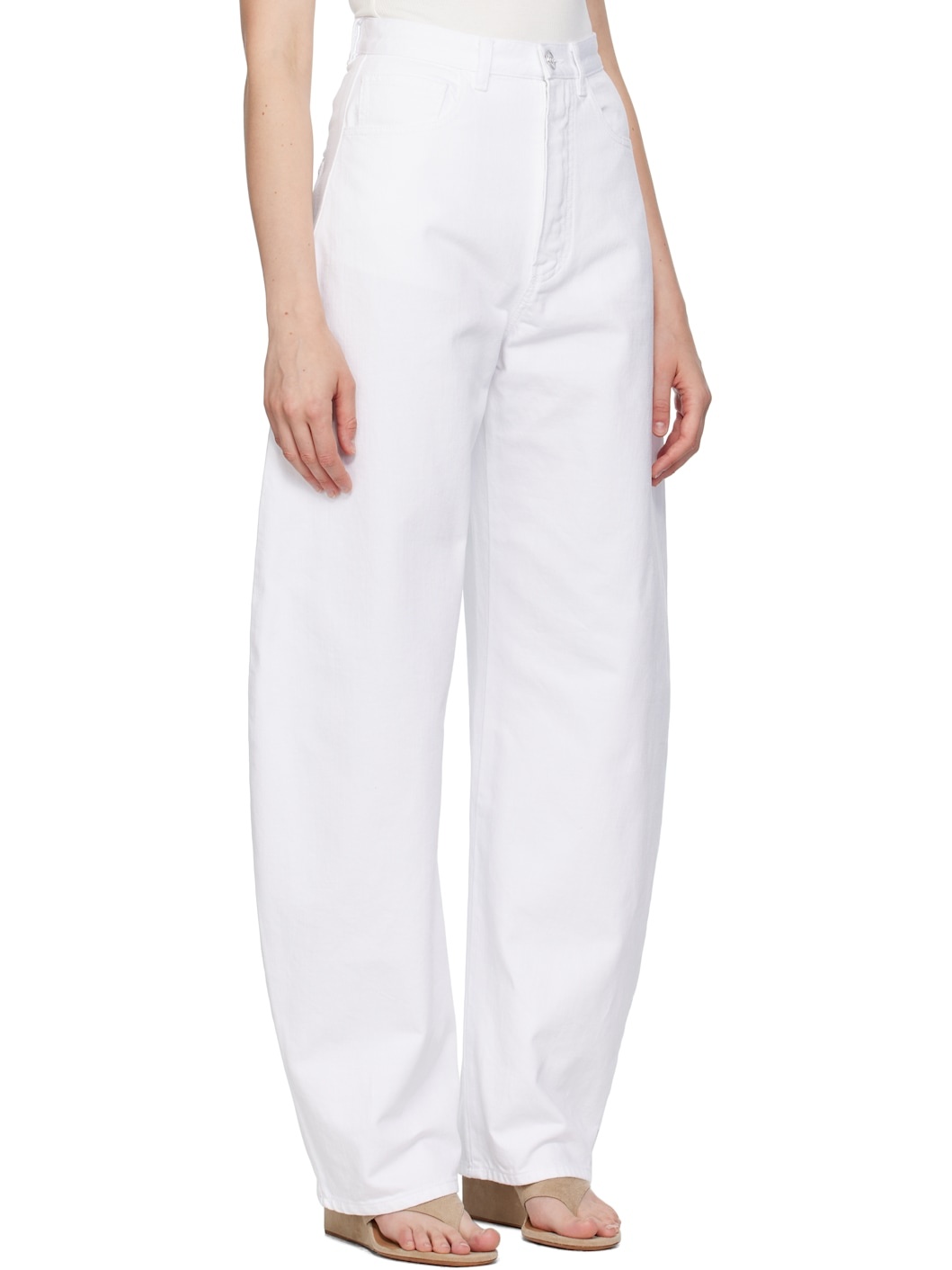 White New Round Jeans - 2
