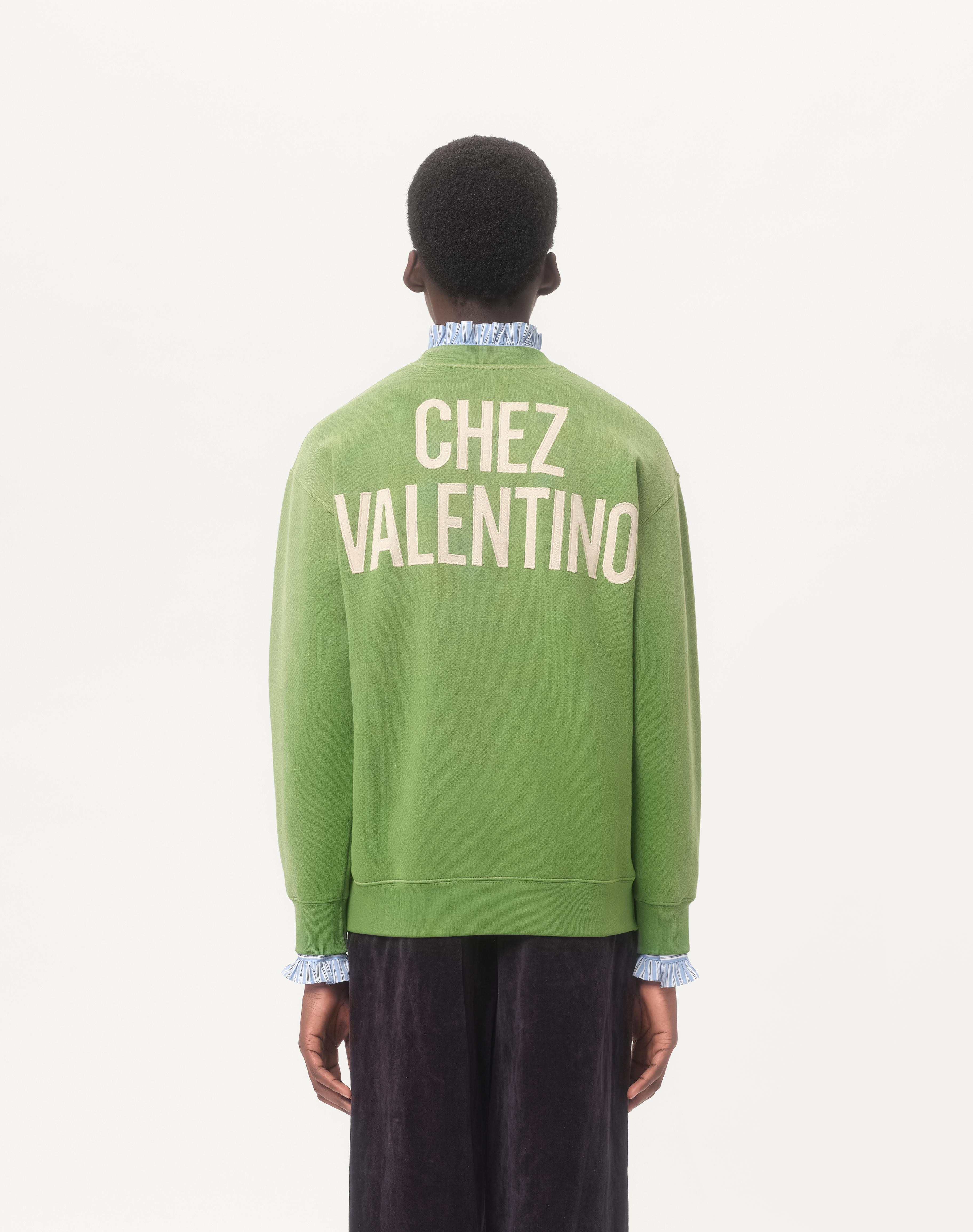 COTTON SWEATSHIRT WITH CHEZ VALENTINO PRINT - 6