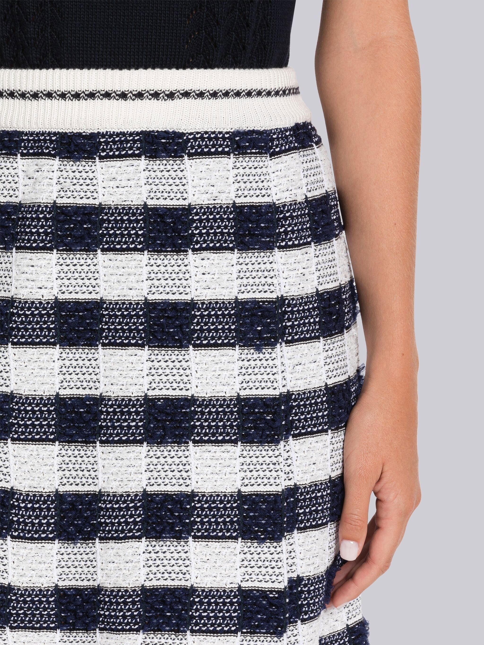 Gingham Inlay Stripe Side Pleat Mini Skirt - 5