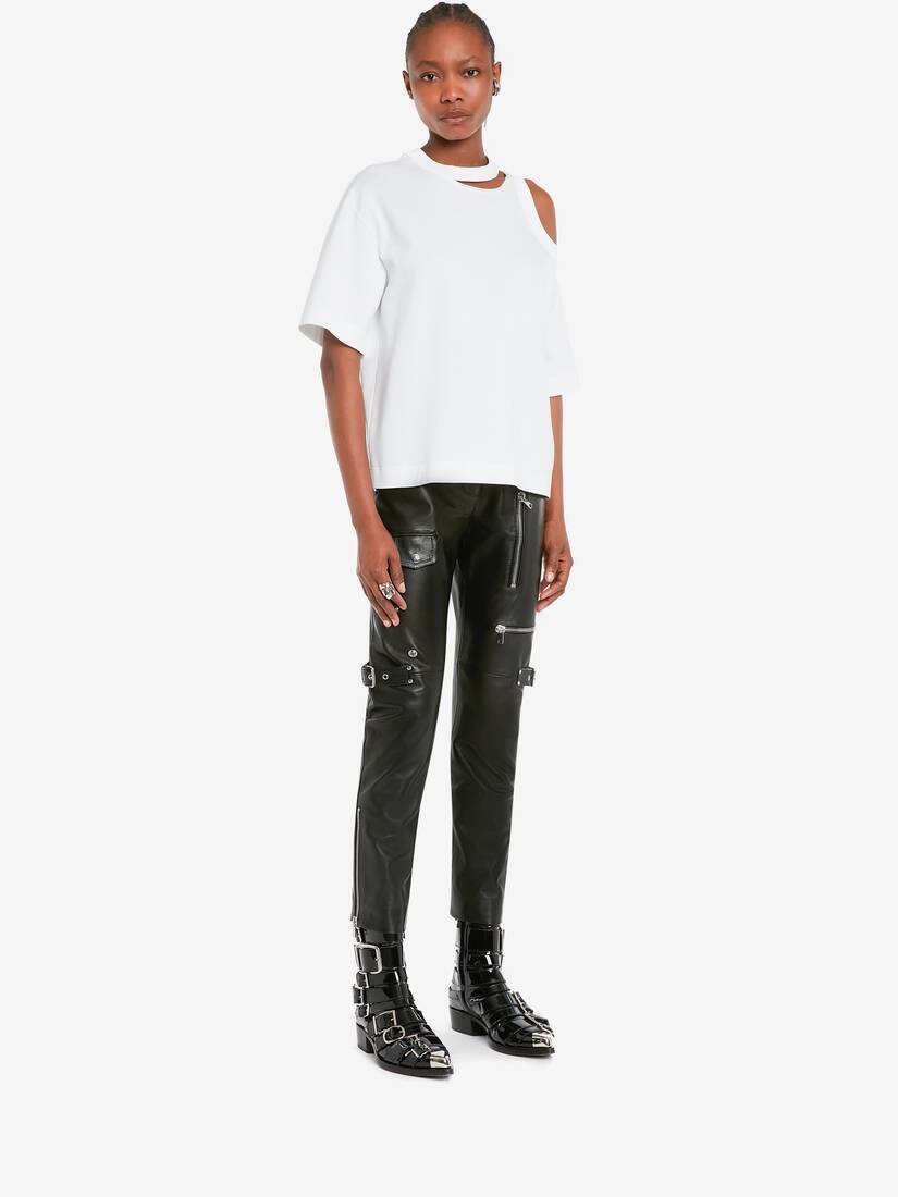 Women's Cut-out T-shirt in Optical White - 3