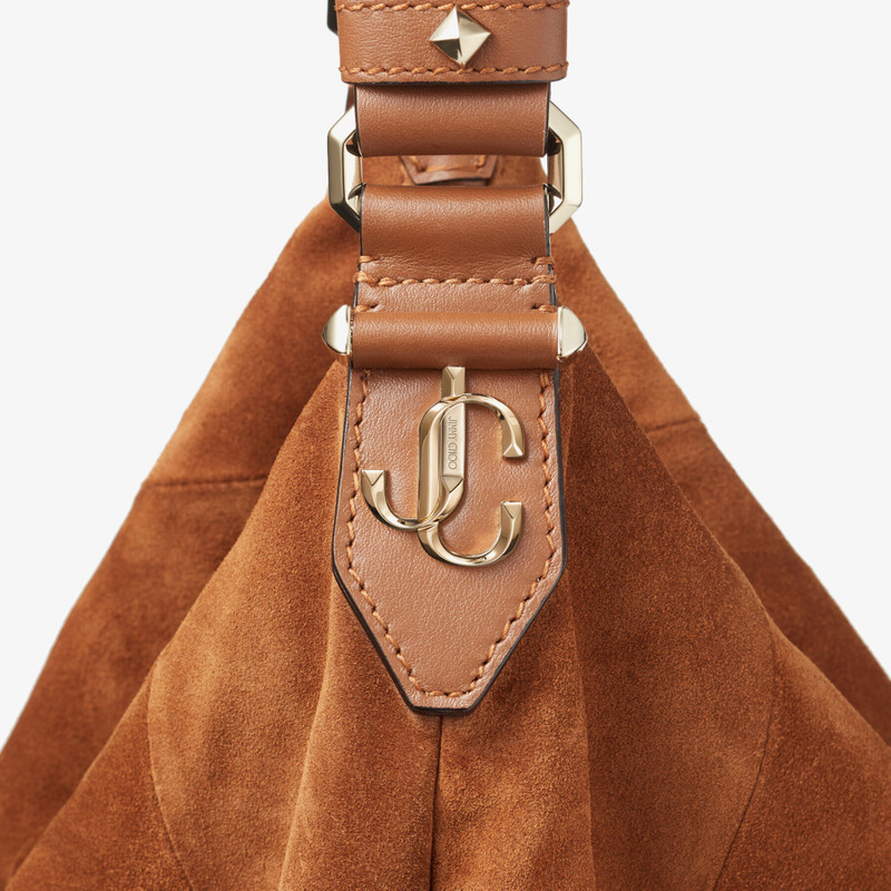 Ana Hobo/s
Dark Tan Suede Hobo Handbag with Smooth Calf Leather Handle 5