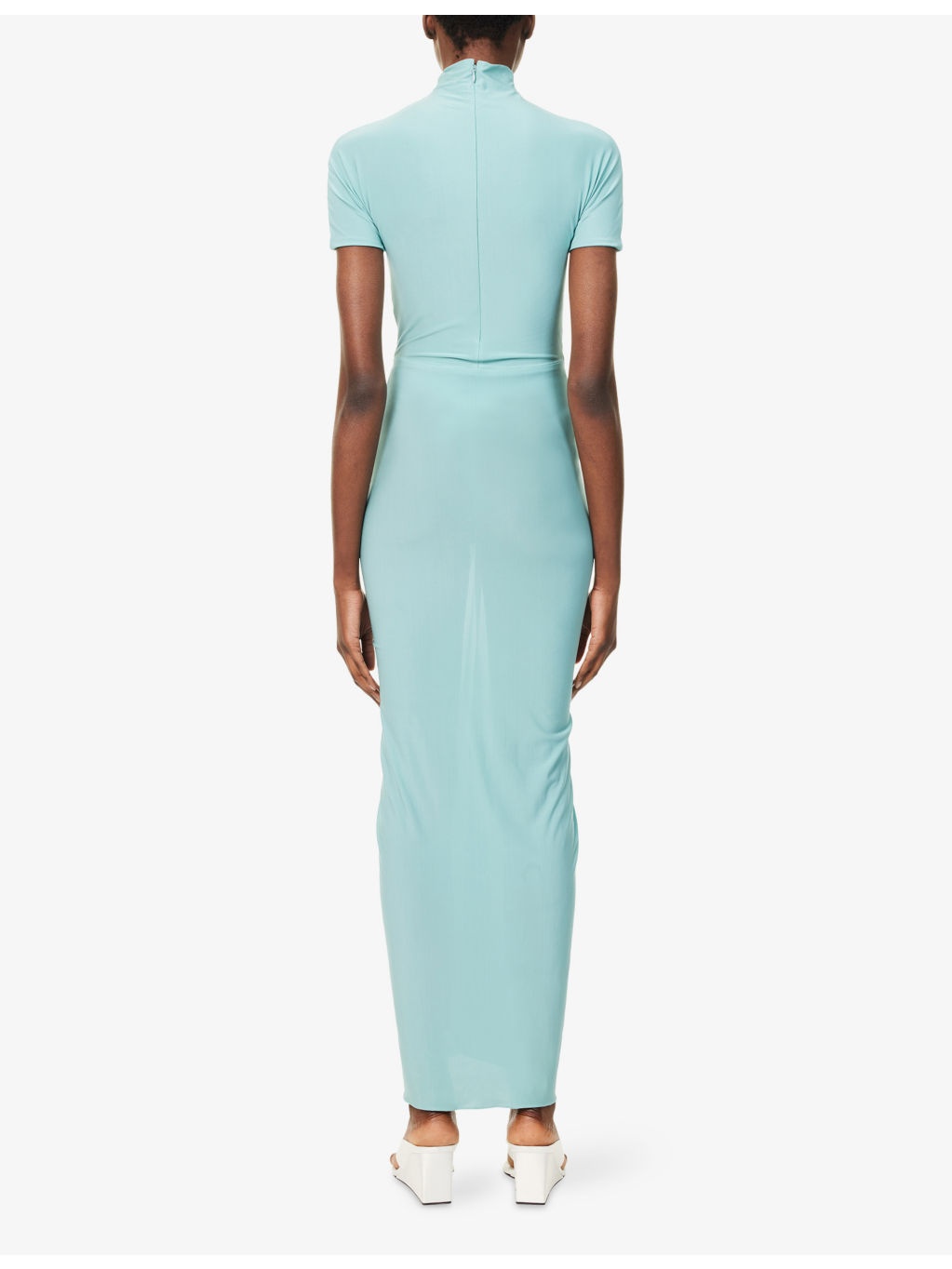 Draped High-Neck Stretch-Woven Maxi Dress - 4