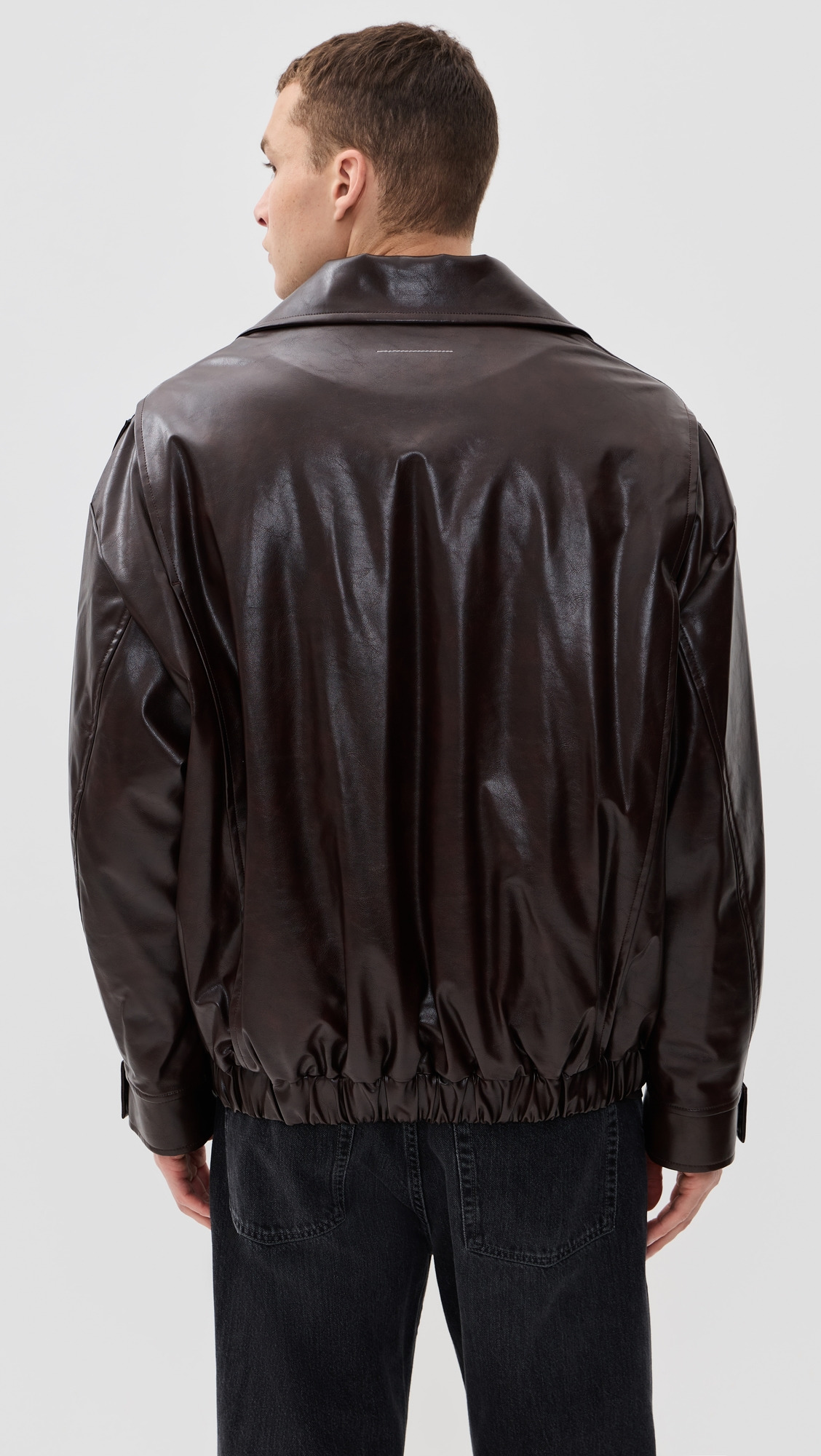 Faux Leather Sports Jacket - 2